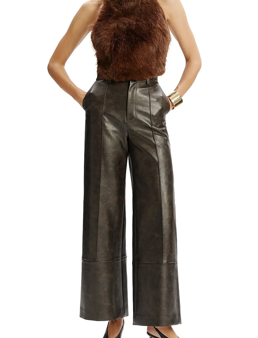 Bardot - MARLOWE VEGAN LEATHER PANT - læderbukser - dark choco - 0