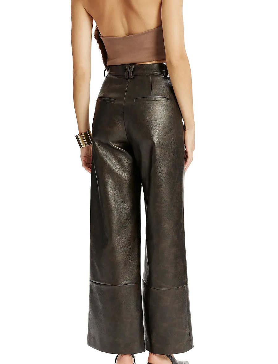 Bardot - MARLOWE VEGAN LEATHER PANT - læderbukser - dark choco - 4