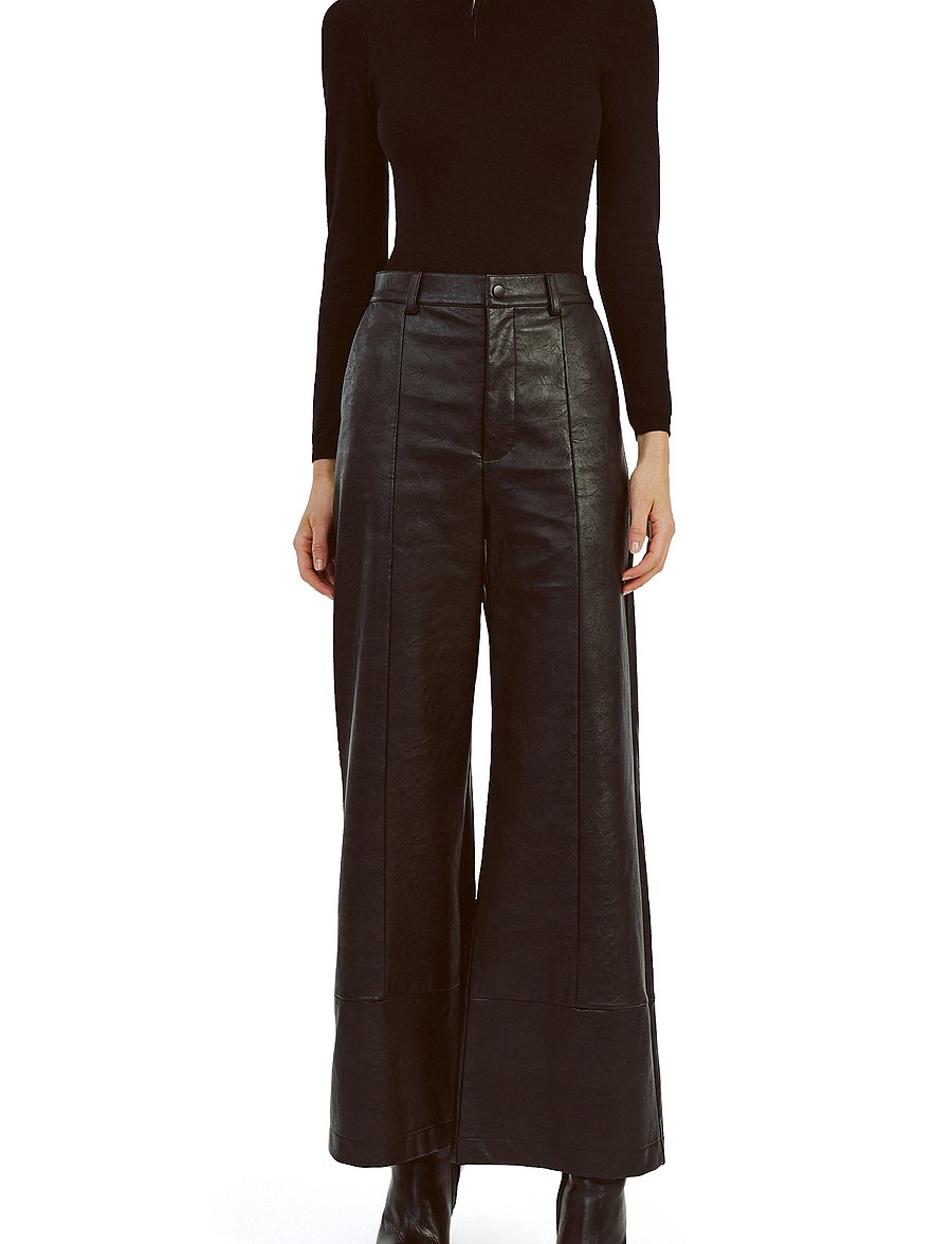 Bardot - MARLOWE PU WIDE LEG PANT - skinnbyxor - black - 0