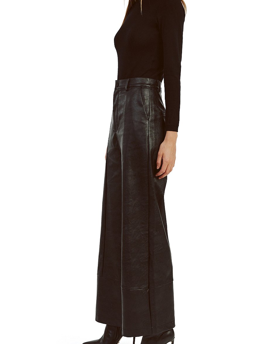 Bardot - MARLOWE PU WIDE LEG PANT - skinnbyxor - black - 3