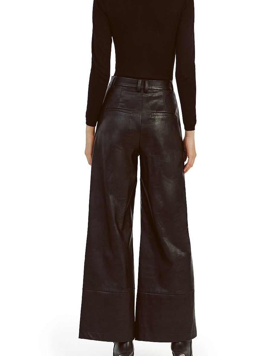 Bardot - MARLOWE PU WIDE LEG PANT - skinnbyxor - black - 4