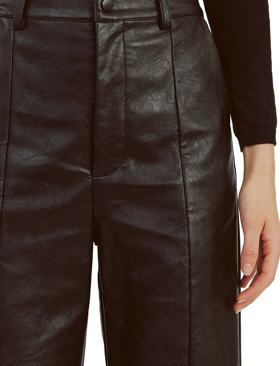 Bardot - MARLOWE PU WIDE LEG PANT - skinnbyxor - black - 5