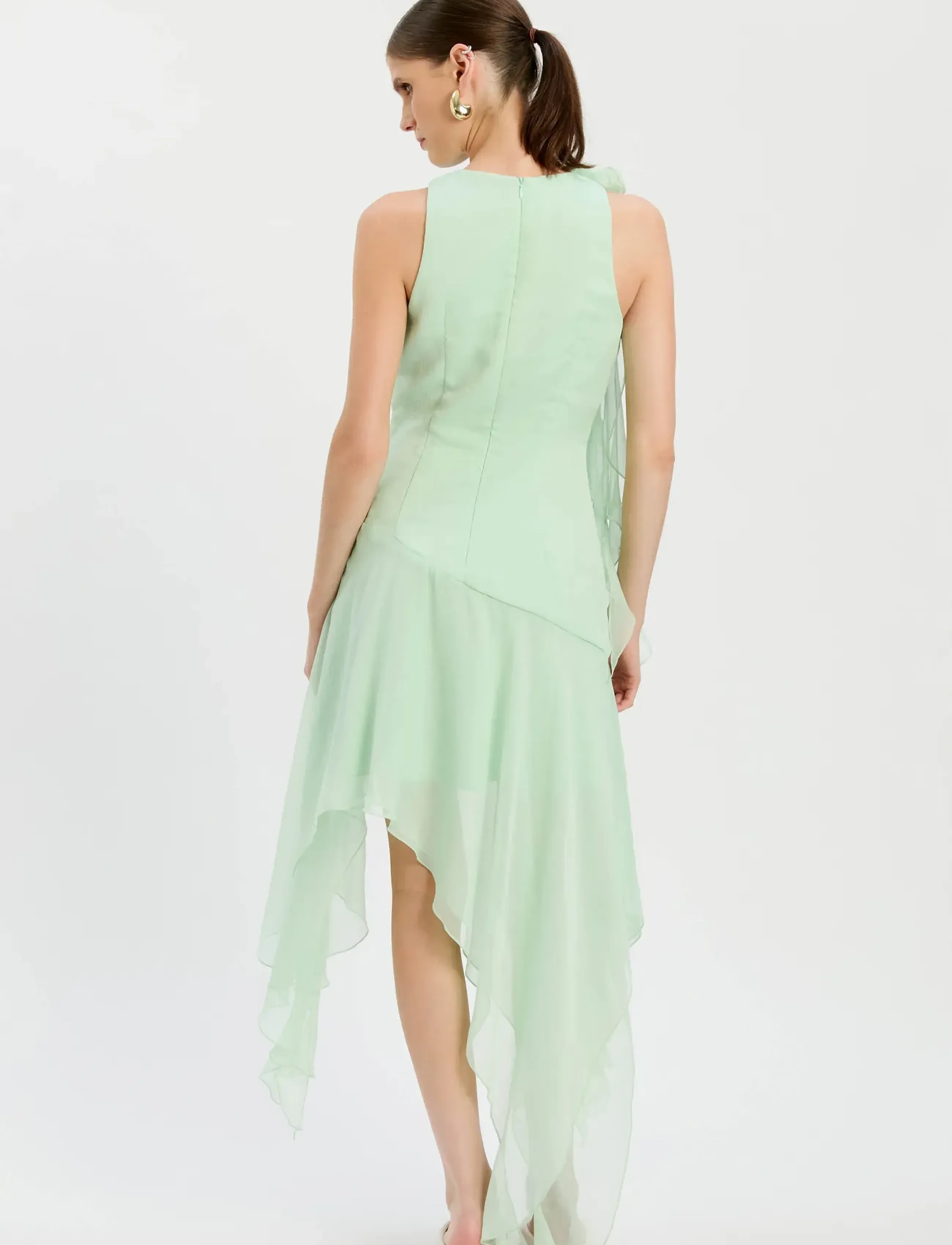 Bardot Ivana High Low Mini Dress, Kvinder, Høj Lav Mini Kjole, Grøn, Str: XL