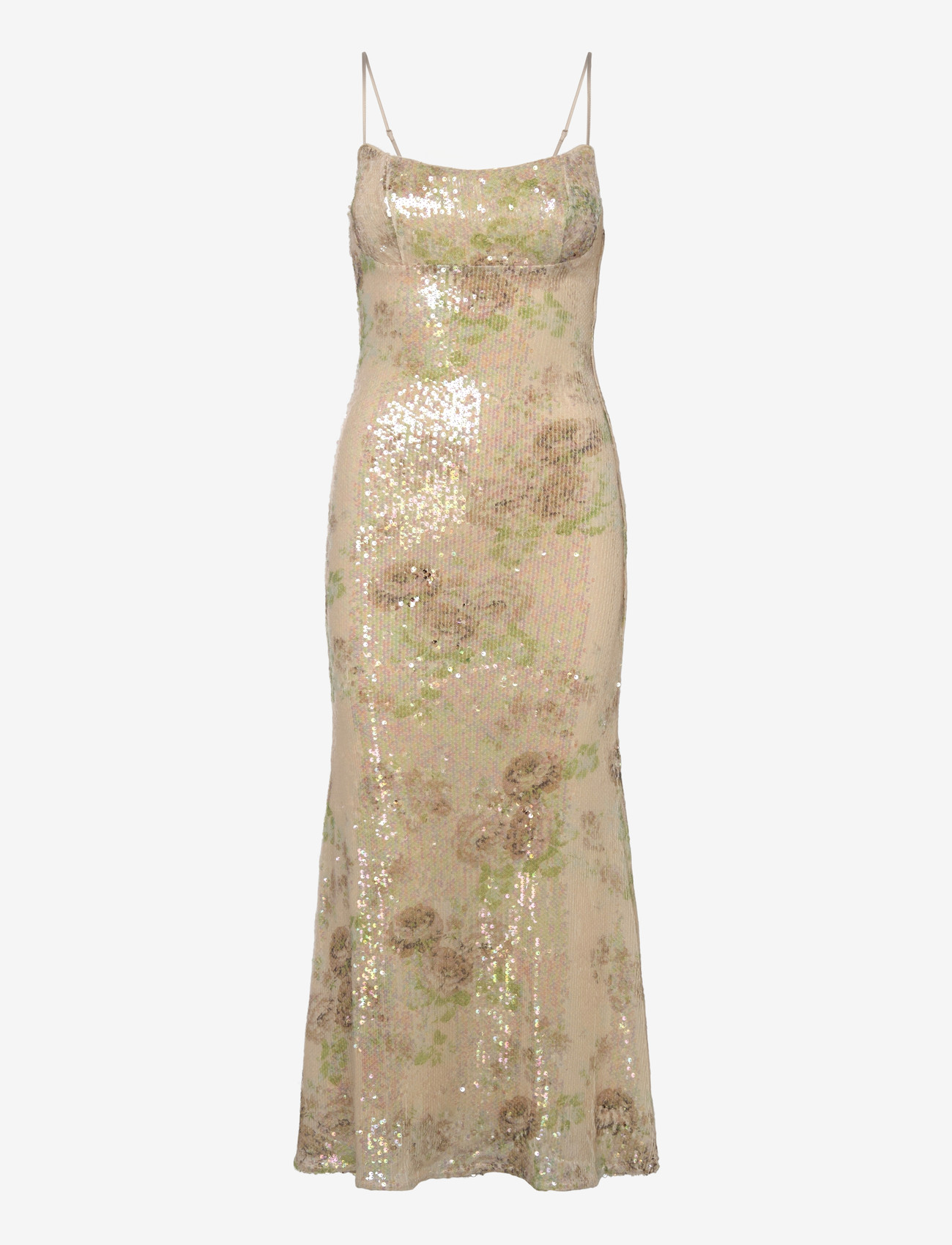Bardot - ADONI SEQUIN MESH MIDI DRESS - pailletkjoler - beige fl - 0