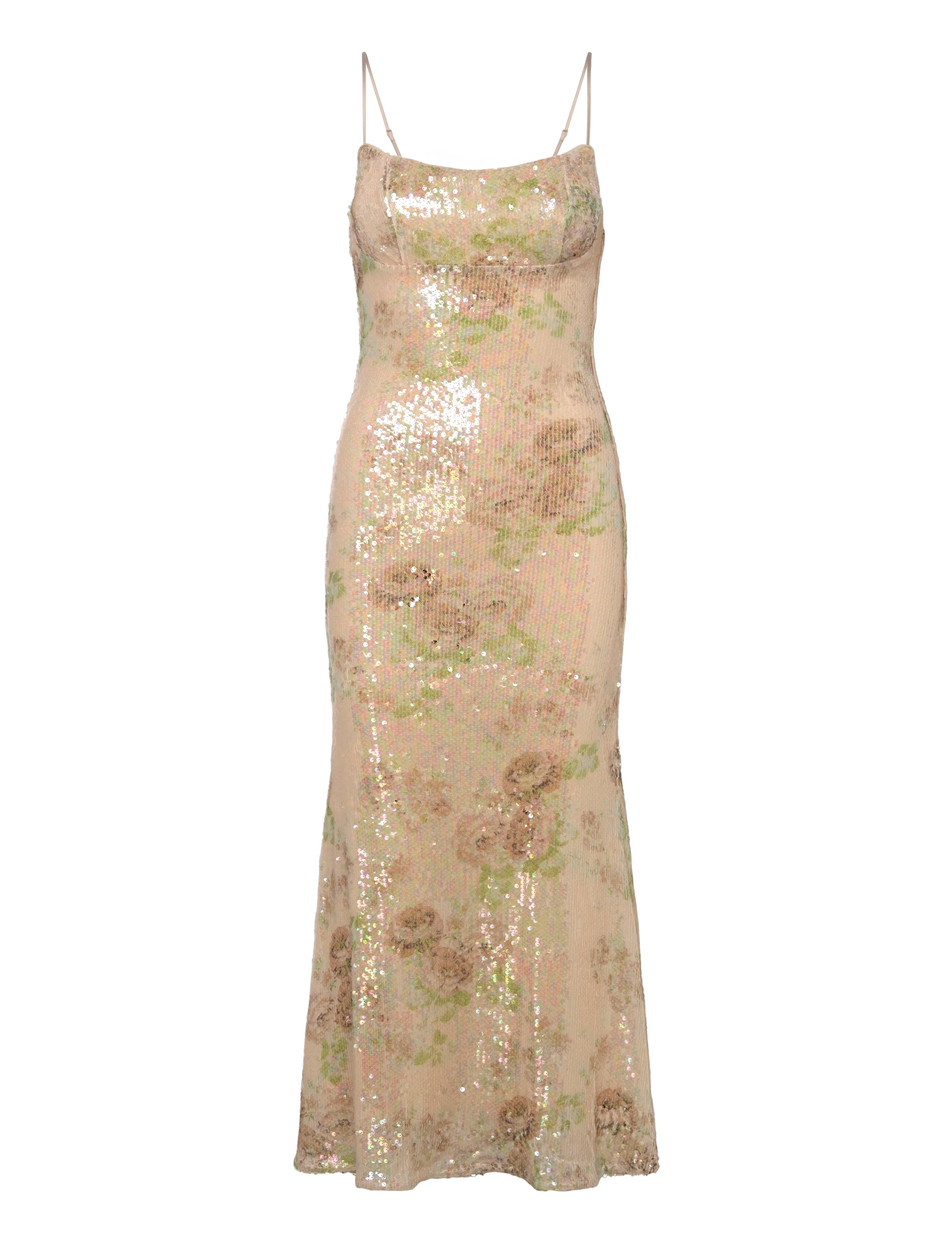 Bardot ADONI SEQUIN MESH MIDI DRESS - Kleider - BEIGE FL / beige