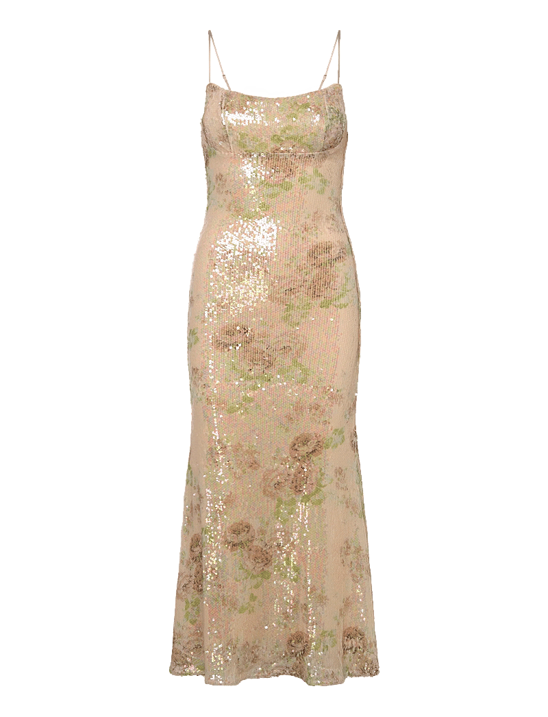 Bardot - ADONI SEQUIN MESH MIDI DRESS - pailletkjoler - beige fl - 0