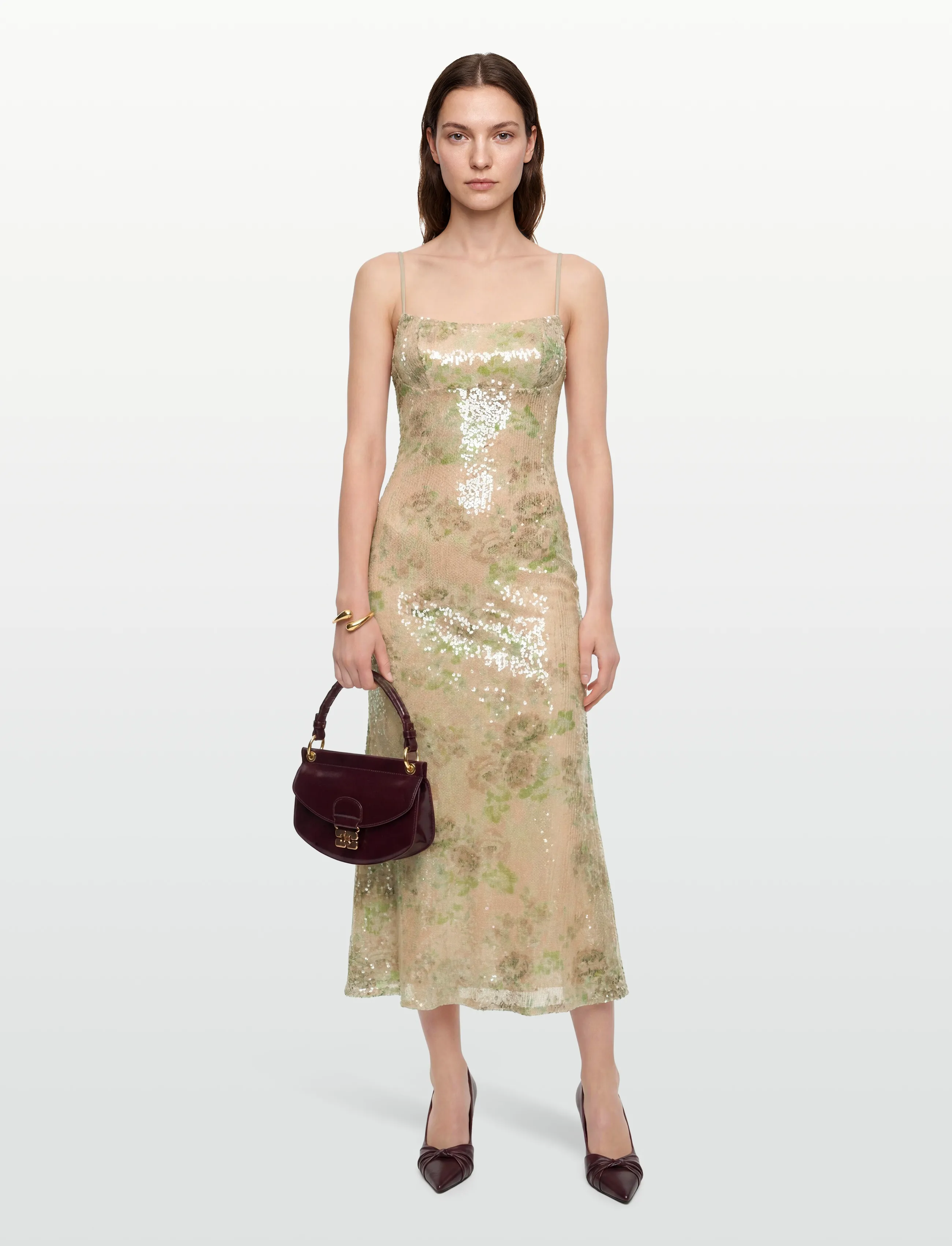 Bardot Adoni Sequin Mesh Midi Dress, XXL, Dresses, Beige - Frauen