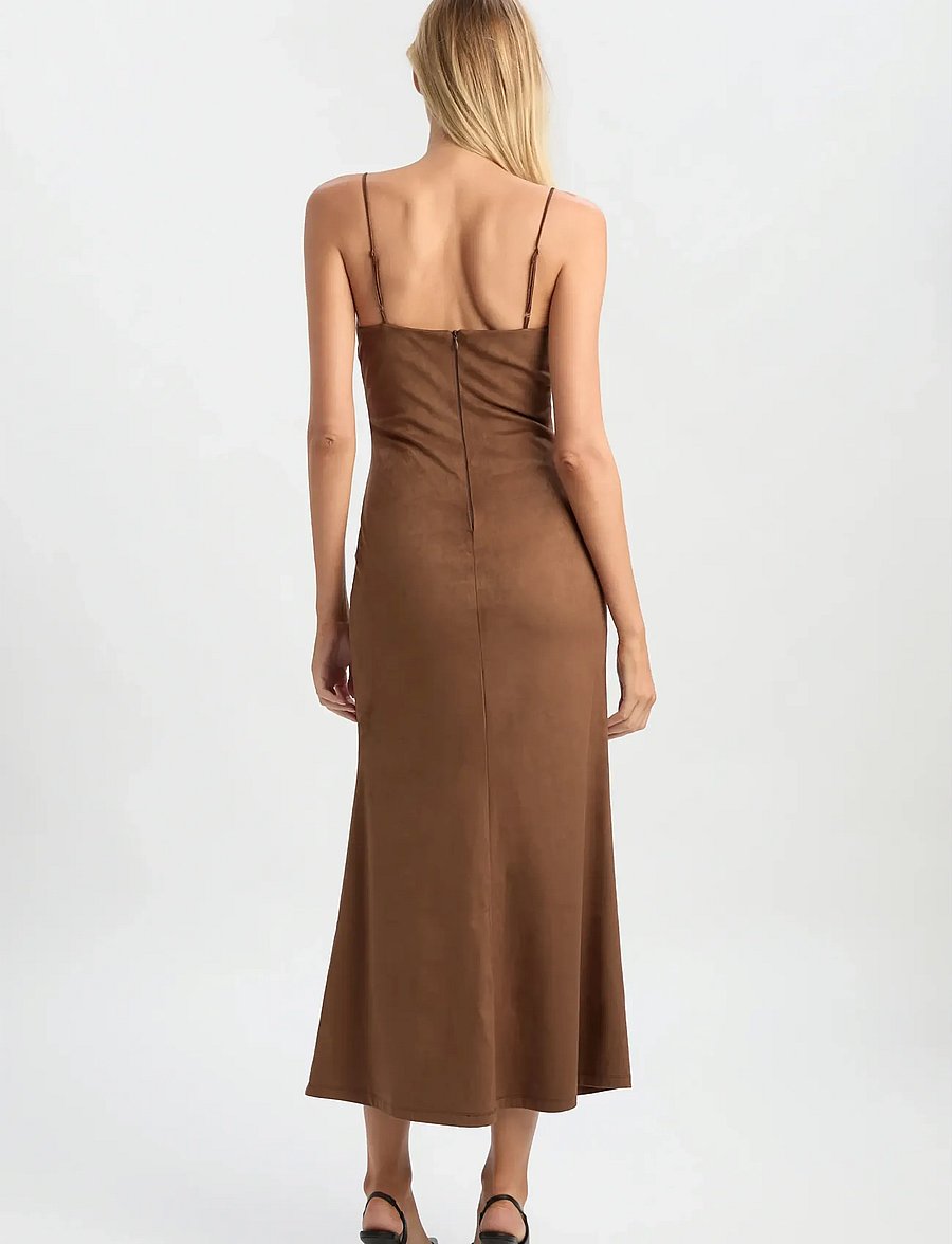 Bardot - NADIRA VEGAN SUEDE DRESS - slip dresses - chocolate - 3