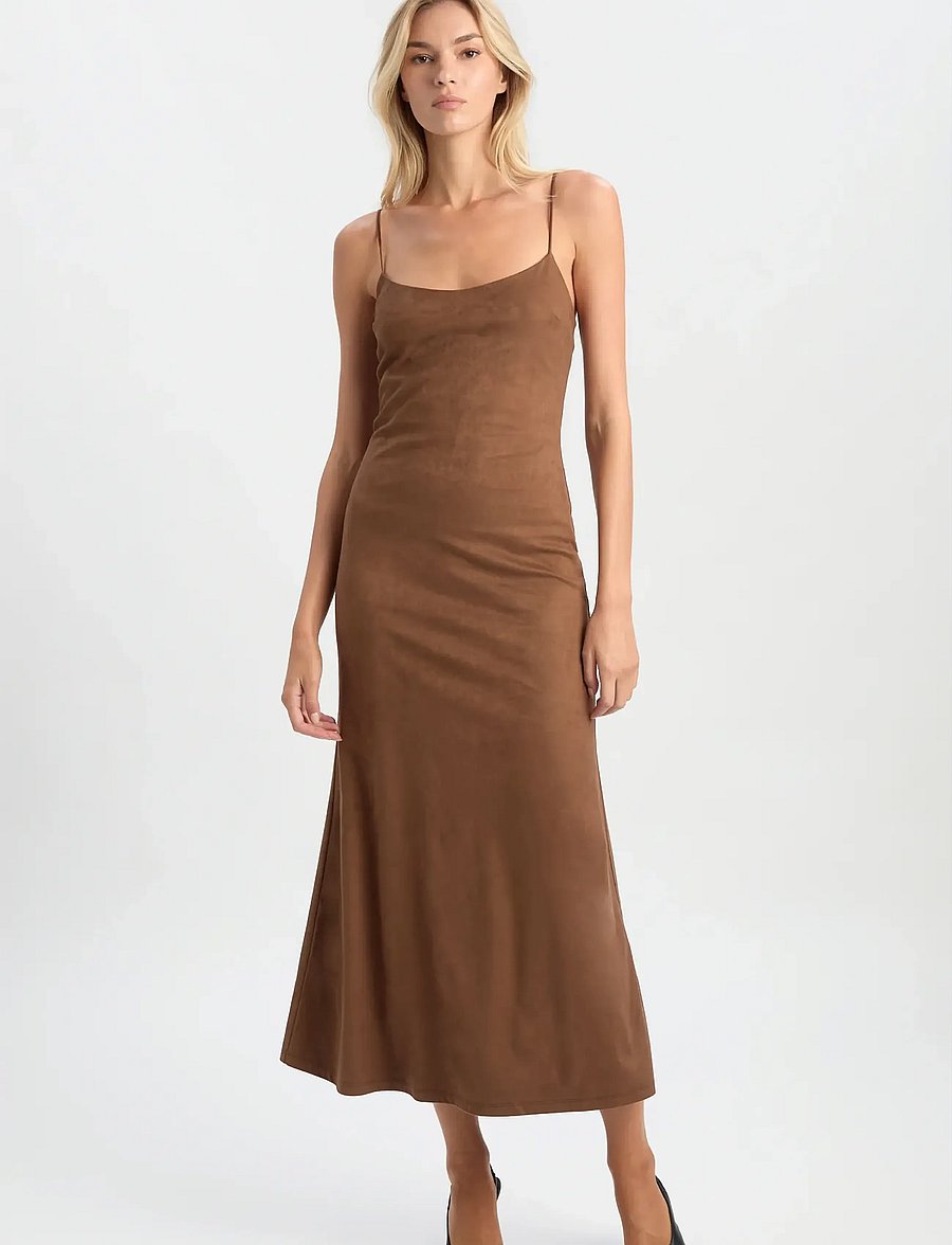 Bardot - NADIRA VEGAN SUEDE DRESS - slip dresses - chocolate - 5