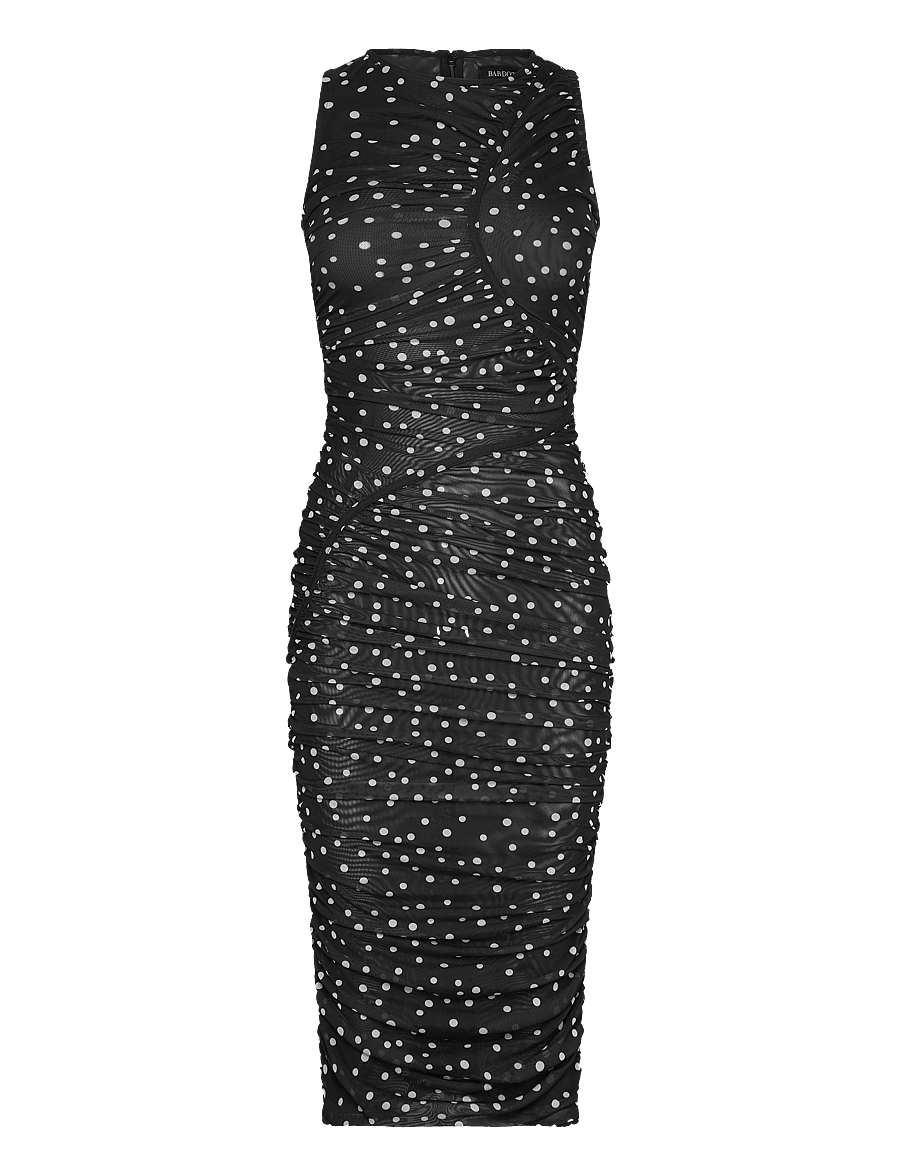 Bardot - FELICIA SPOT MESH MIDI DRESS - black spot - 1