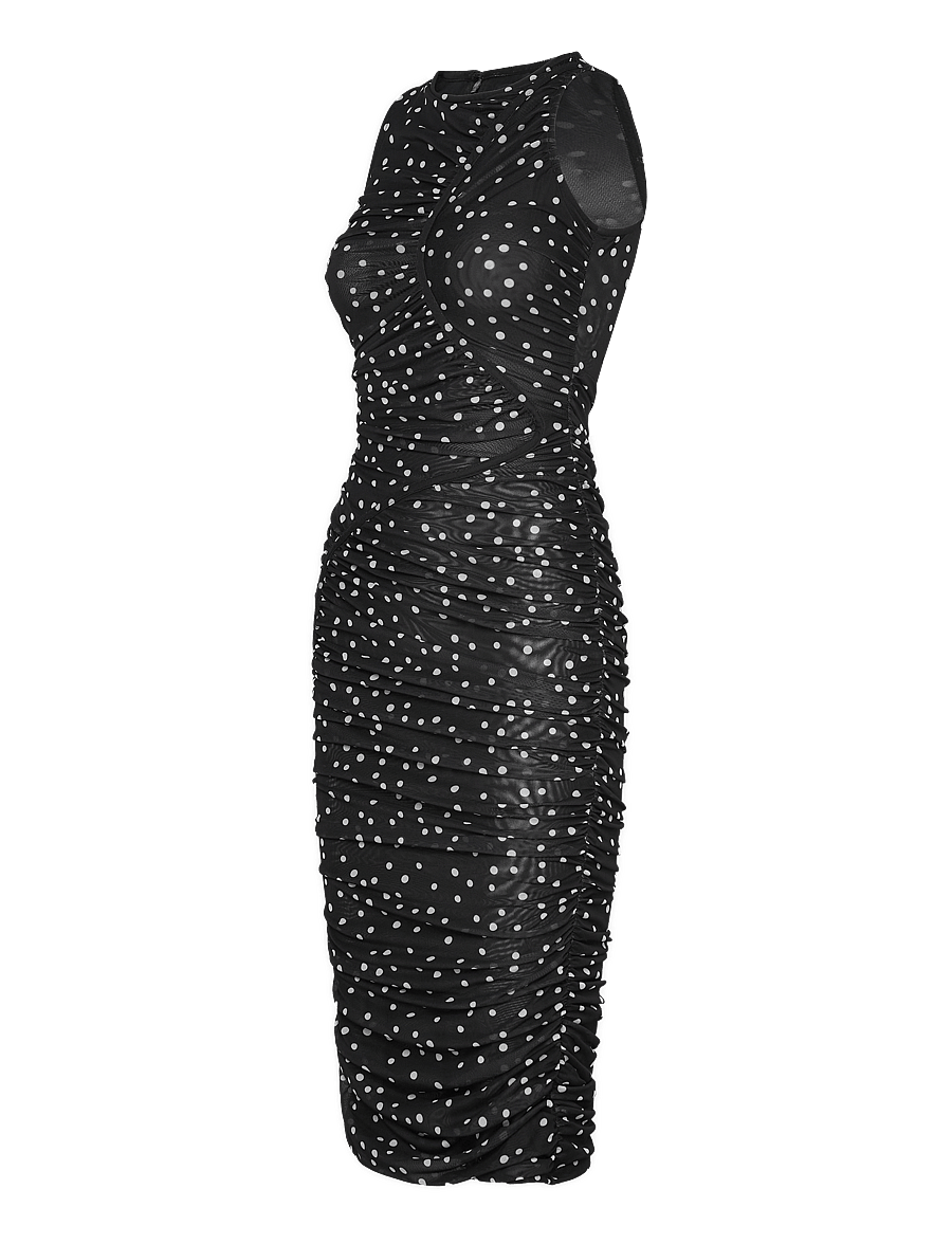 Bardot - FELICIA SPOT MESH MIDI DRESS - black spot - 3