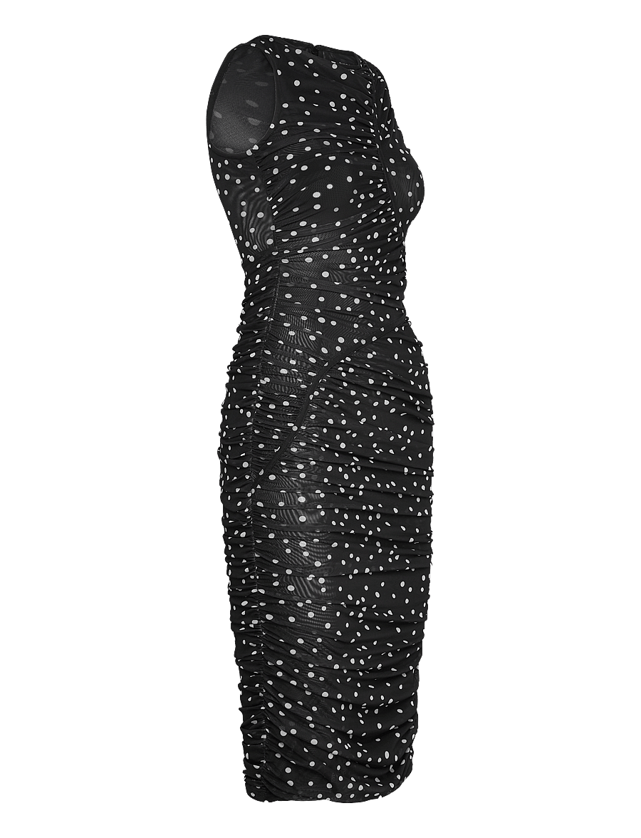 Bardot - FELICIA SPOT MESH MIDI DRESS - black spot - 4