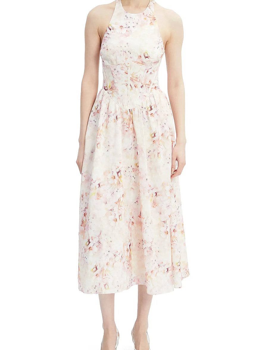 Bardot - KYLEN PRINTED MIDI DRESS - summer dresses - pink floral - 0