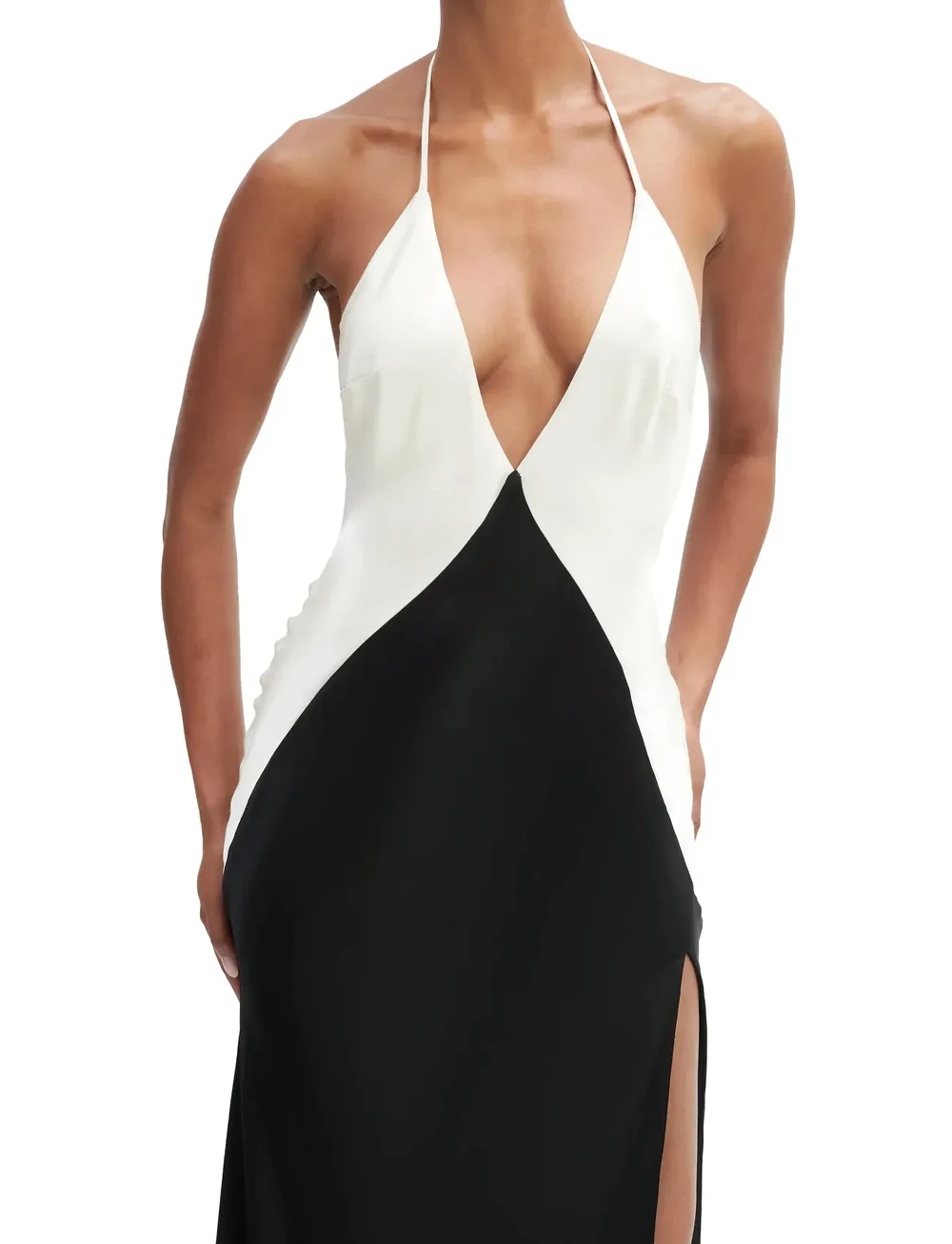 Bardot - YVE CONTRAST HALTER DRESS - maxikleider - black ivory - 4
