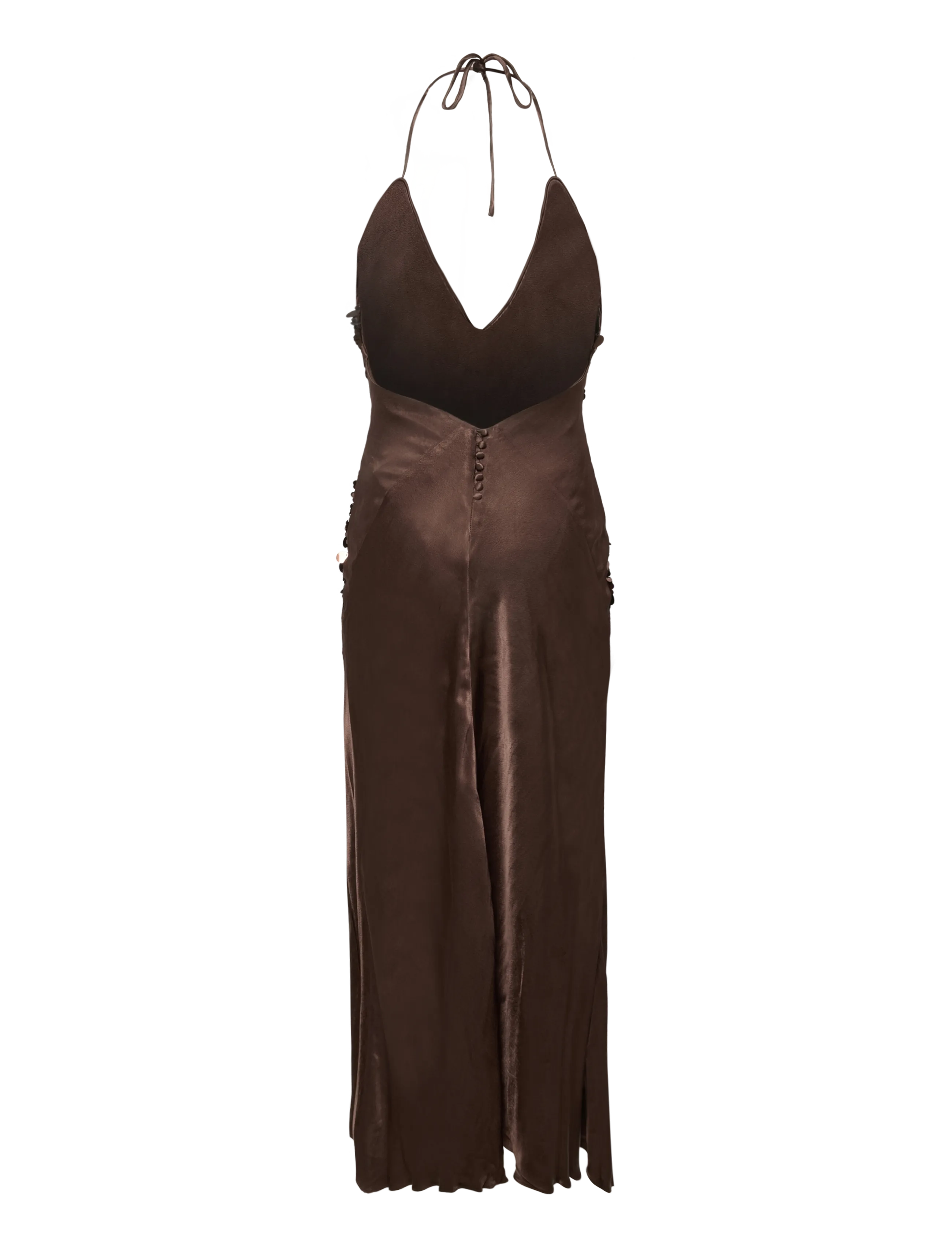Bardot - YVE SEQUIN SATIN HALTER DRESS - aftenkjoler - chocolate - 1
