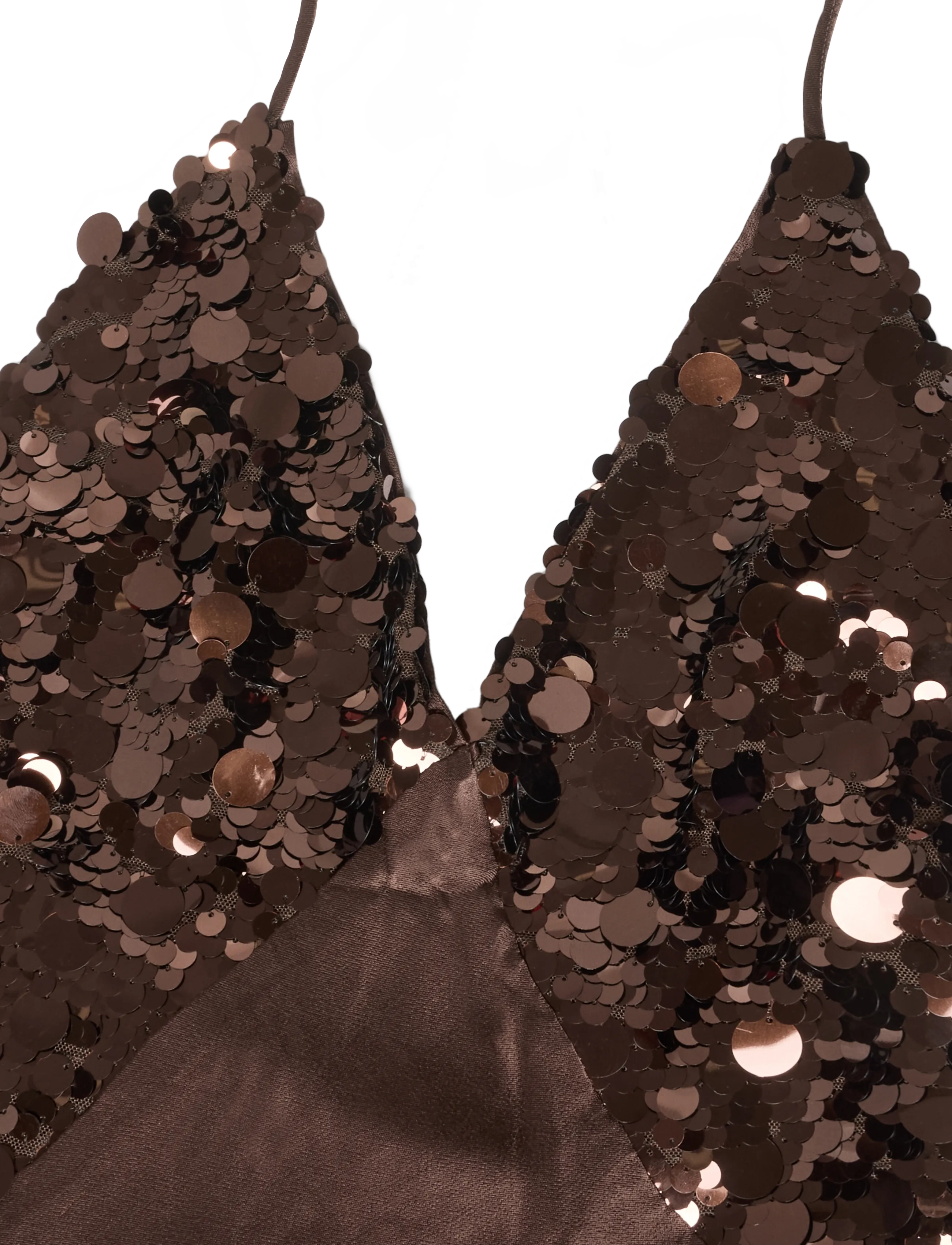 Bardot - YVE SEQUIN SATIN HALTER DRESS - aftenkjoler - chocolate - 2
