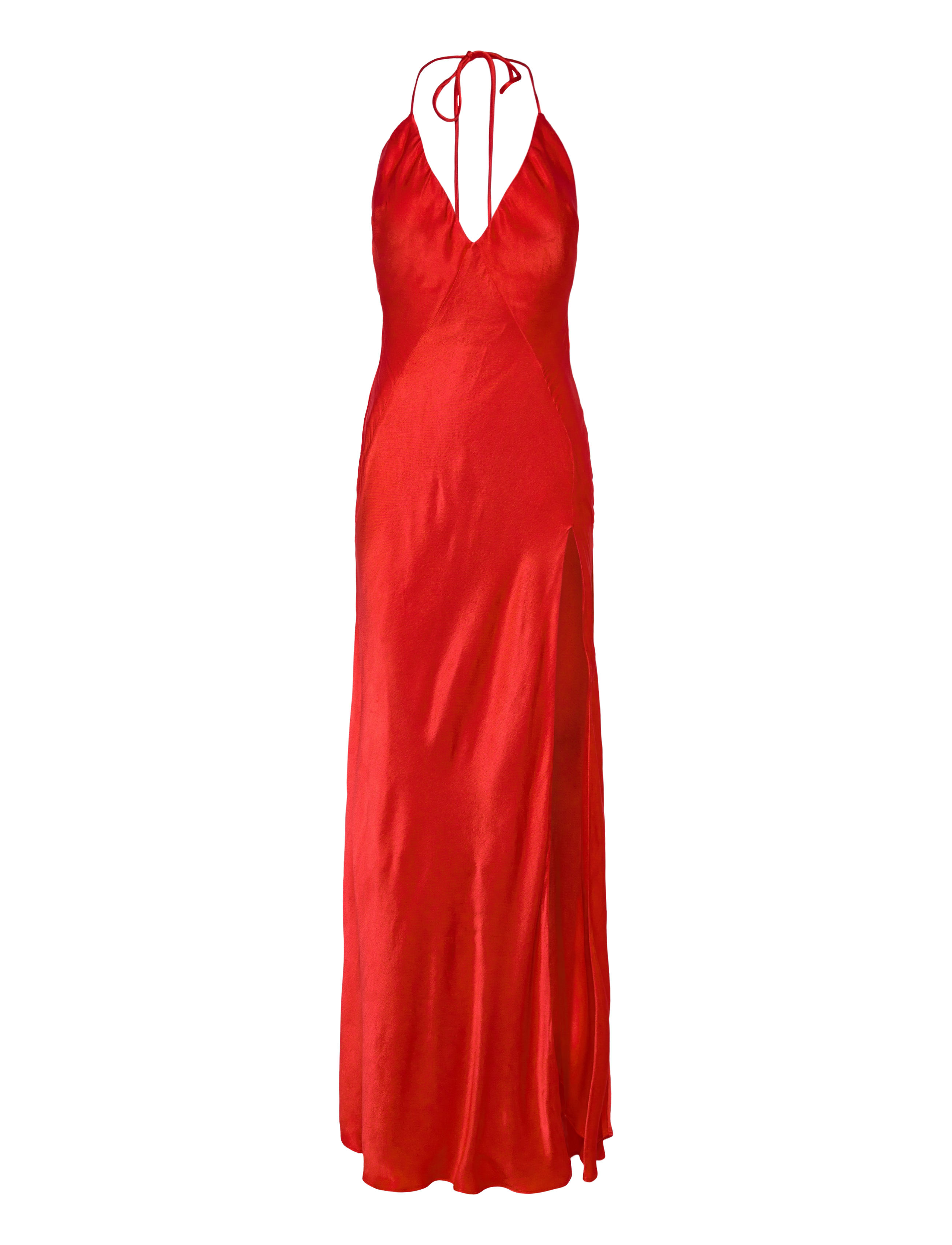 YVE HALTER DRESS - FIRE RED