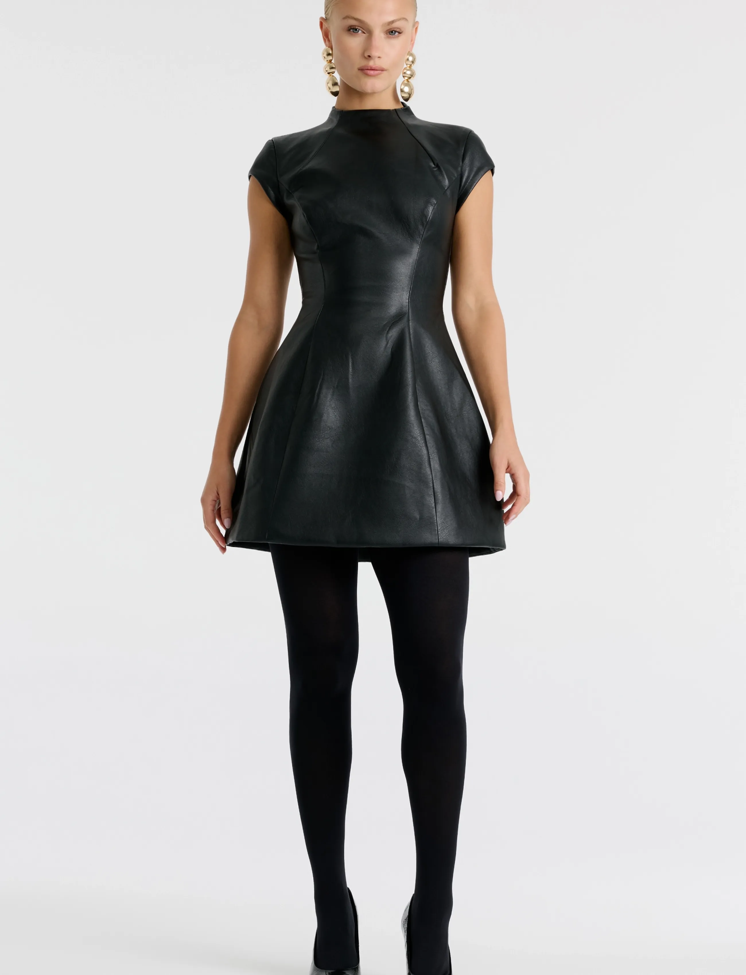 Bardot DELPHI VEGAN LEATHER MINI - Kleider - BLACK / black