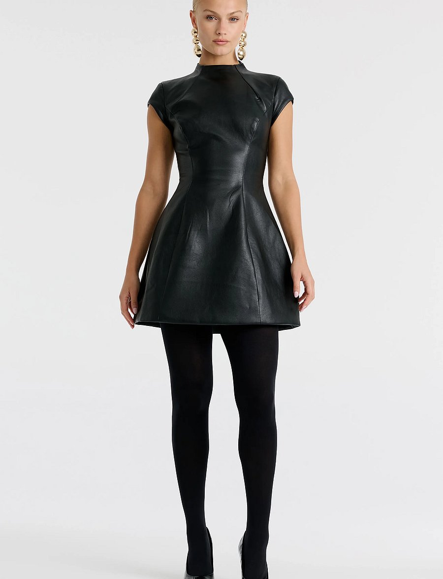 Bardot - DELPHI VEGAN LEATHER MINI - short dresses - black - 0