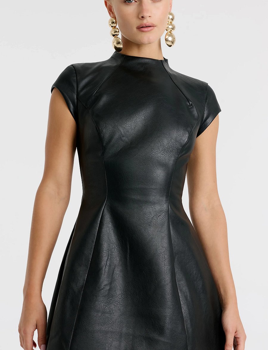 Bardot - DELPHI VEGAN LEATHER MINI - short dresses - black - 3
