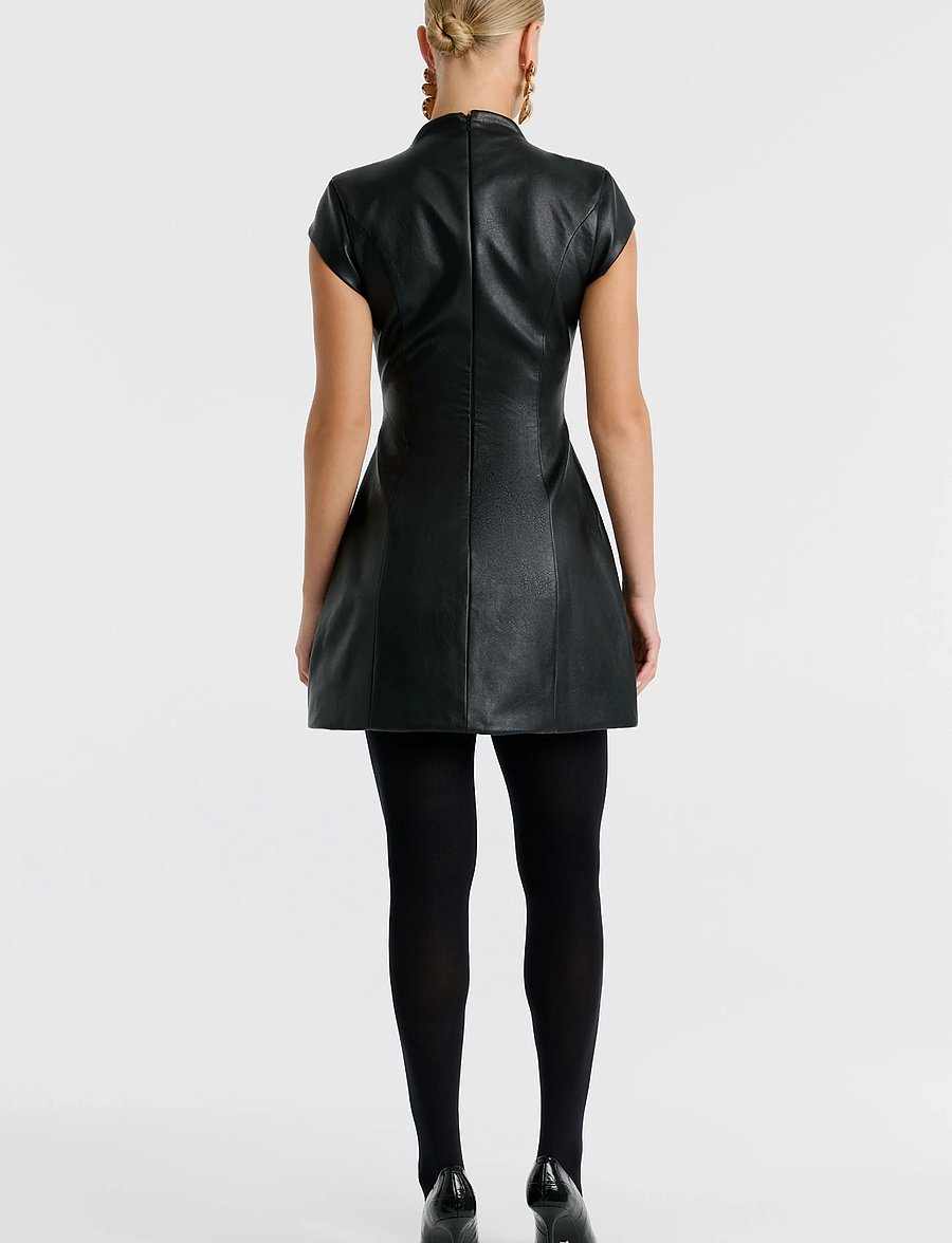 Bardot - DELPHI VEGAN LEATHER MINI - short dresses - black - 4