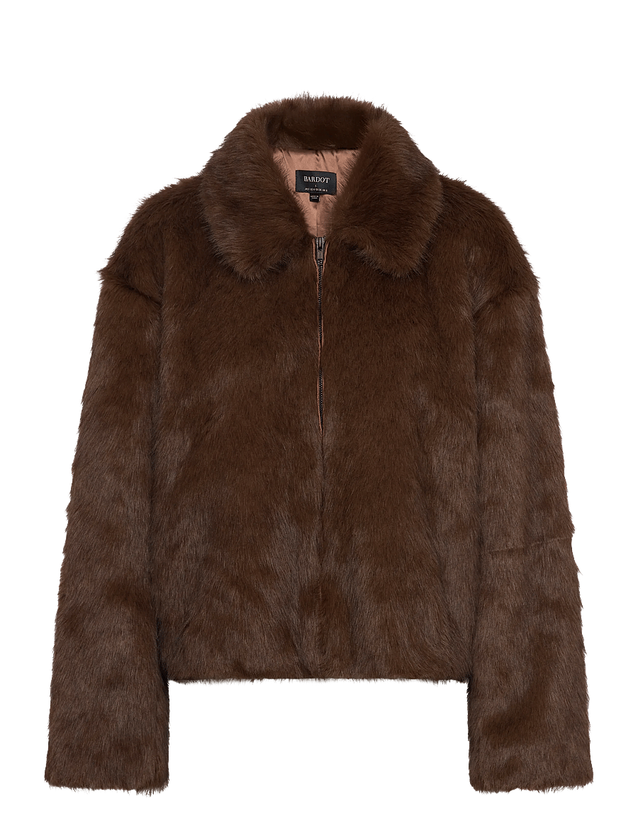 Bardot - SYLVIE ZIP FAUX FUR JACKET - faux fur jakker - chocolate - 0