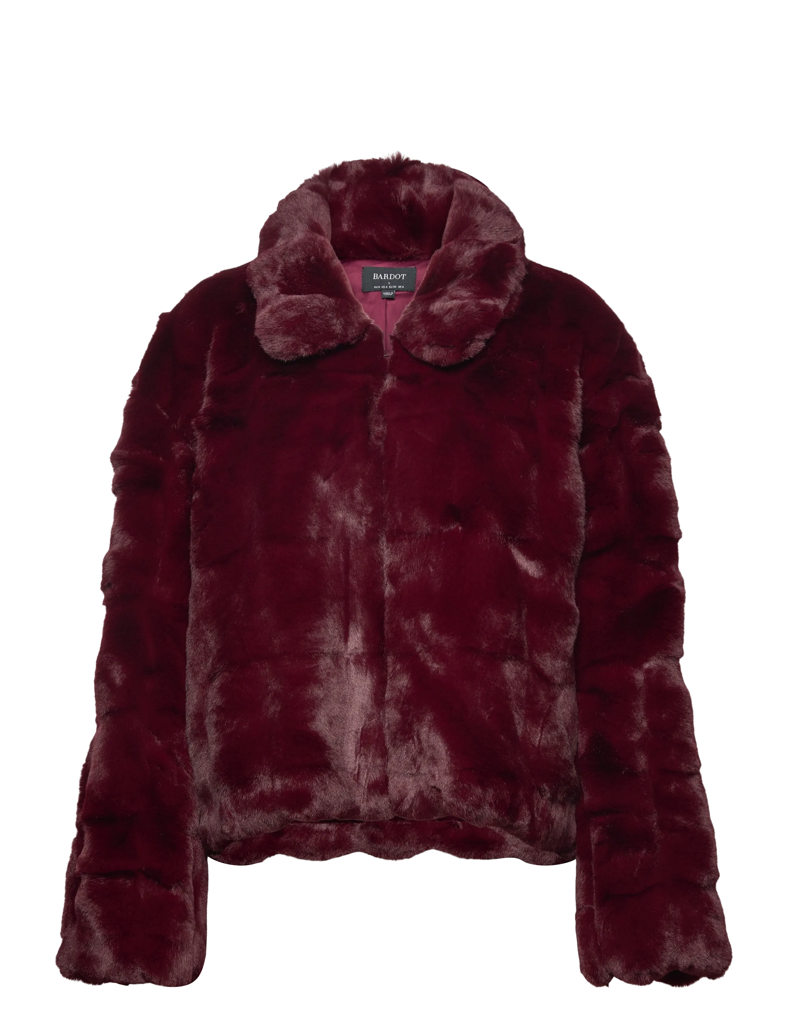 Bardot SYLVIE ZIP FAUX FUR JACKET - Bardot - BURGUNDY / burgundy