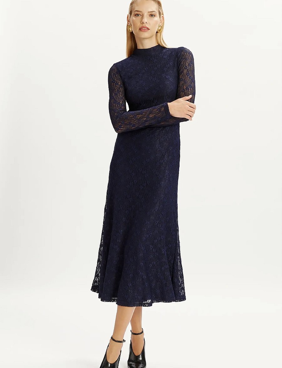 Bardot - OLA LONG SLEEVE MIDI DRESS - abendkleider - navy - 0