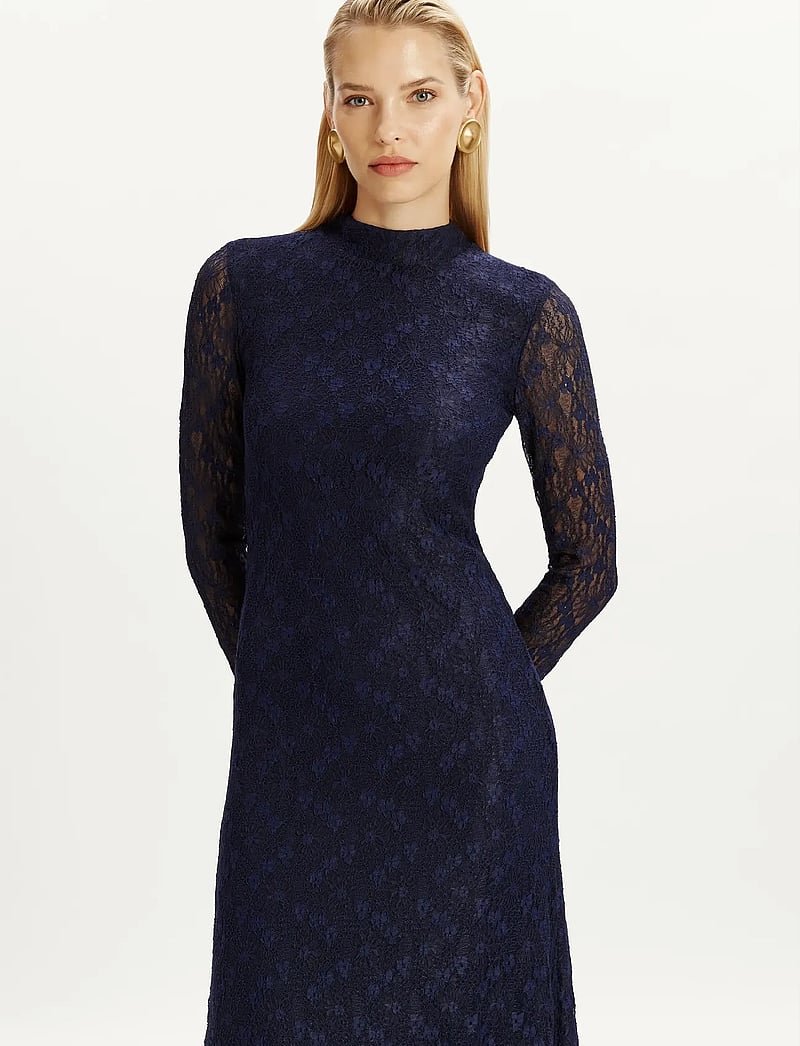 Bardot - OLA LONG SLEEVE MIDI DRESS - robes de soirée - navy - 4