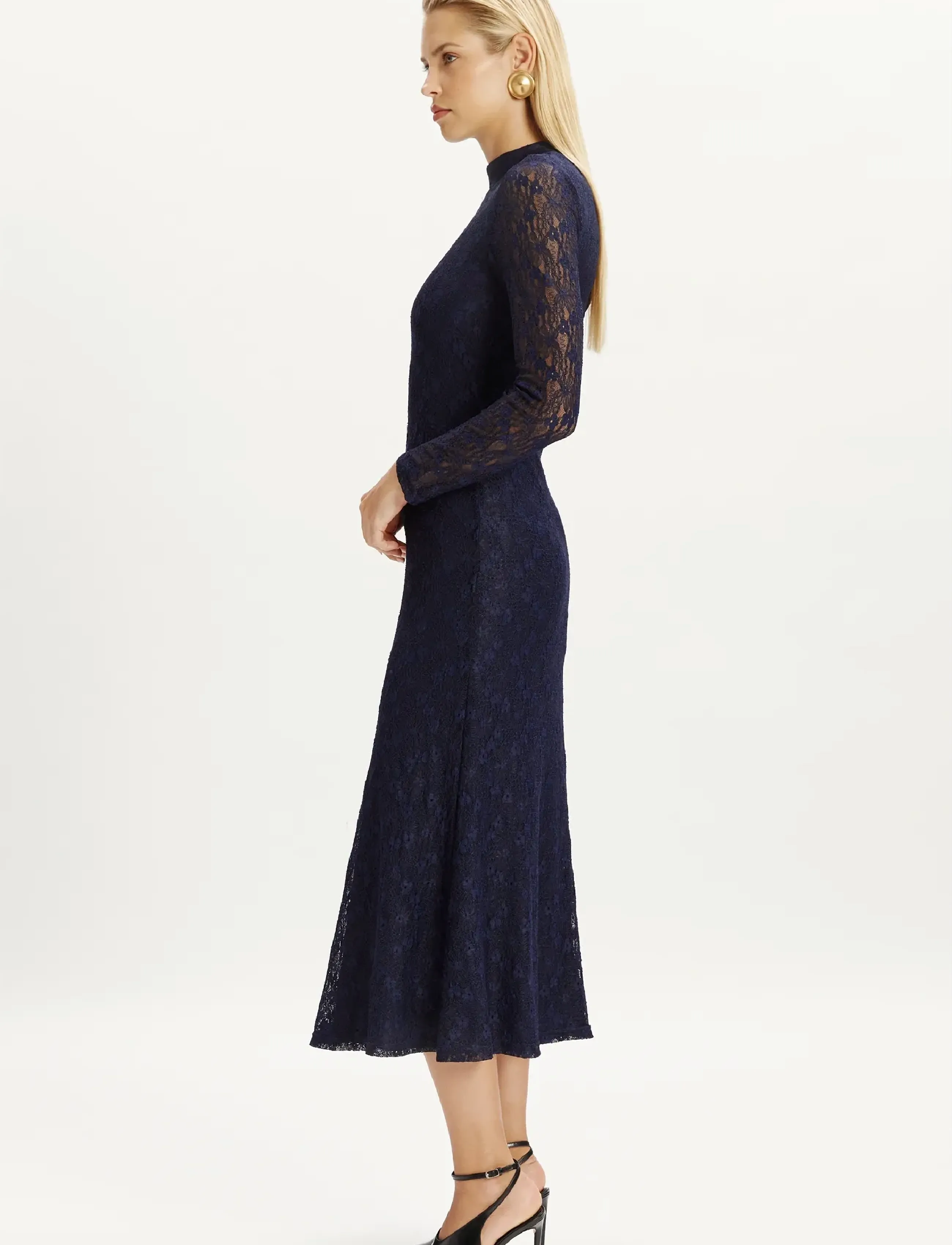 Bardot - OLA LONG SLEEVE MIDI DRESS - abendkleider - navy - 5