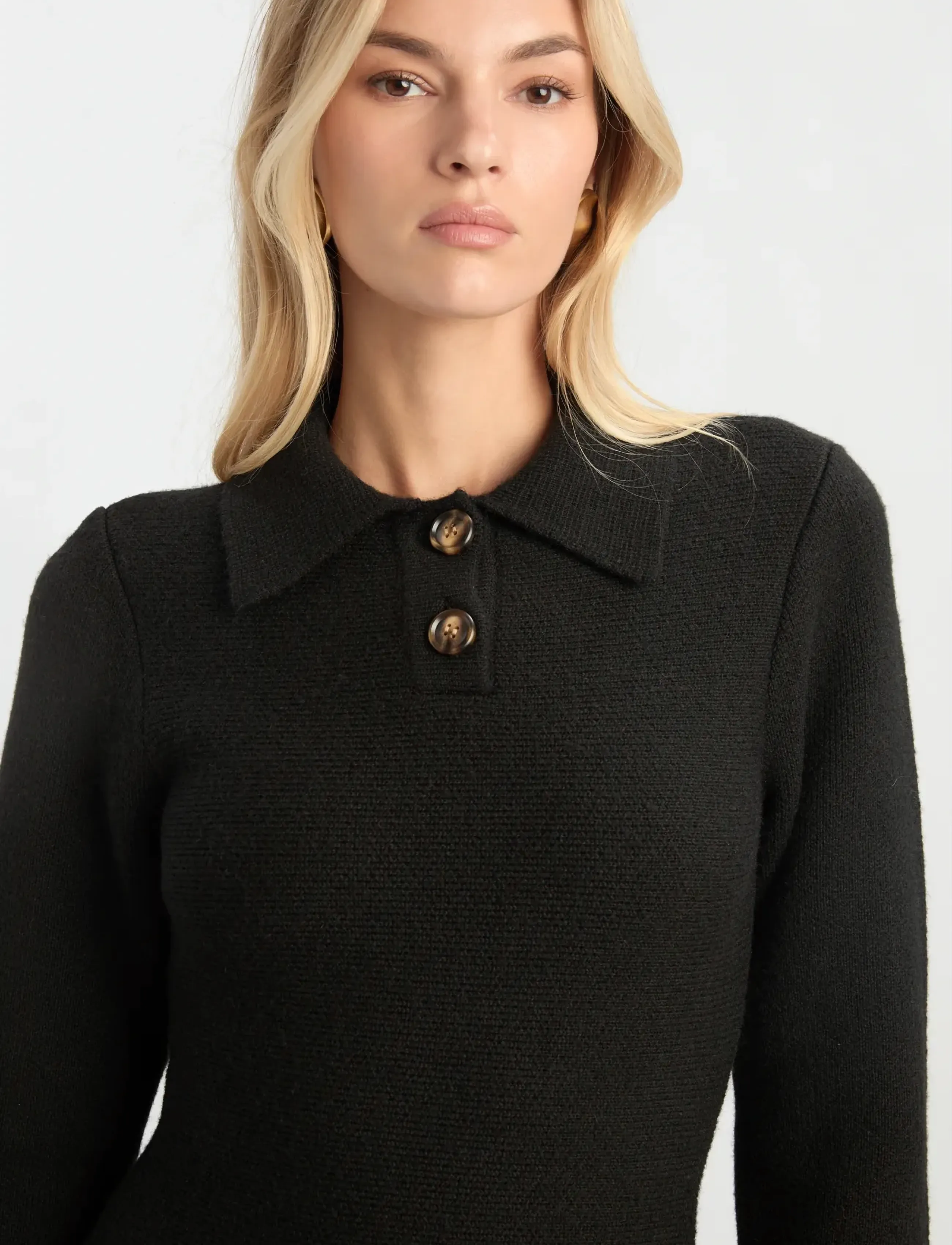 Bardot Lexter Long Sleeve Knit Dress, M, Black, Kjoler > Kort Kjole, Dame