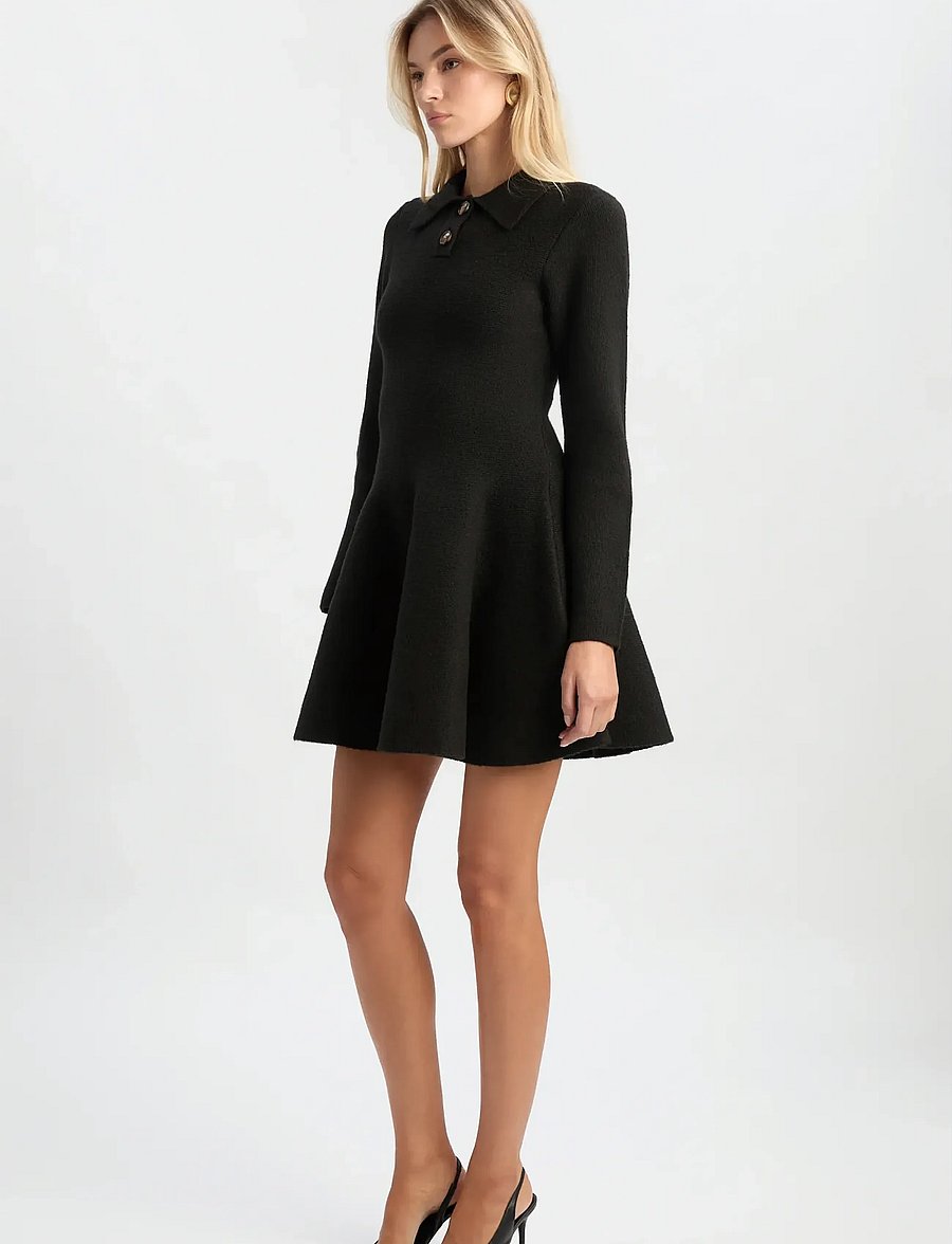 Bardot - LEXTER MINI VOLUME KNIT DRESS - knitted dresses - black - 5