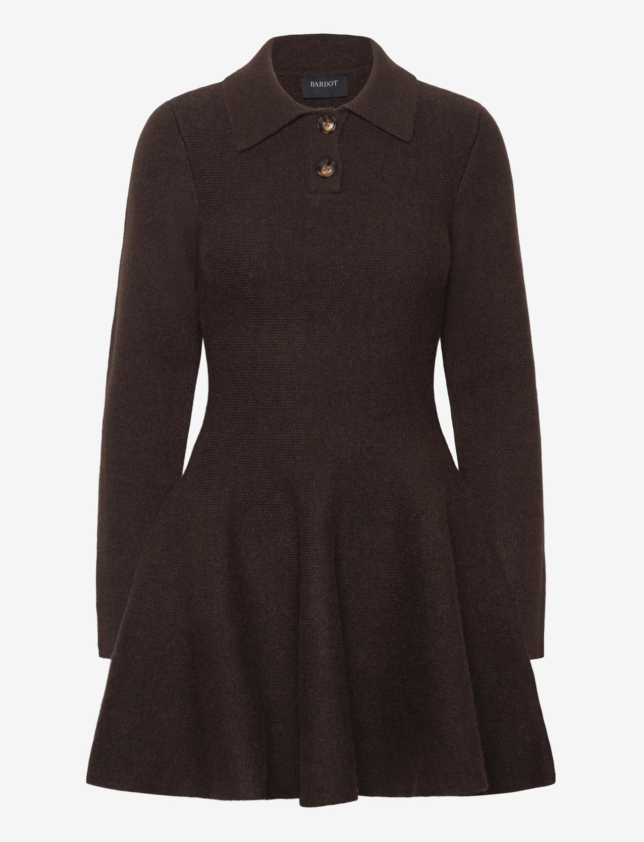 Bardot - LEXTER LONG SLEEVE KNIT DRESS - knitted dresses - chocolate - 1