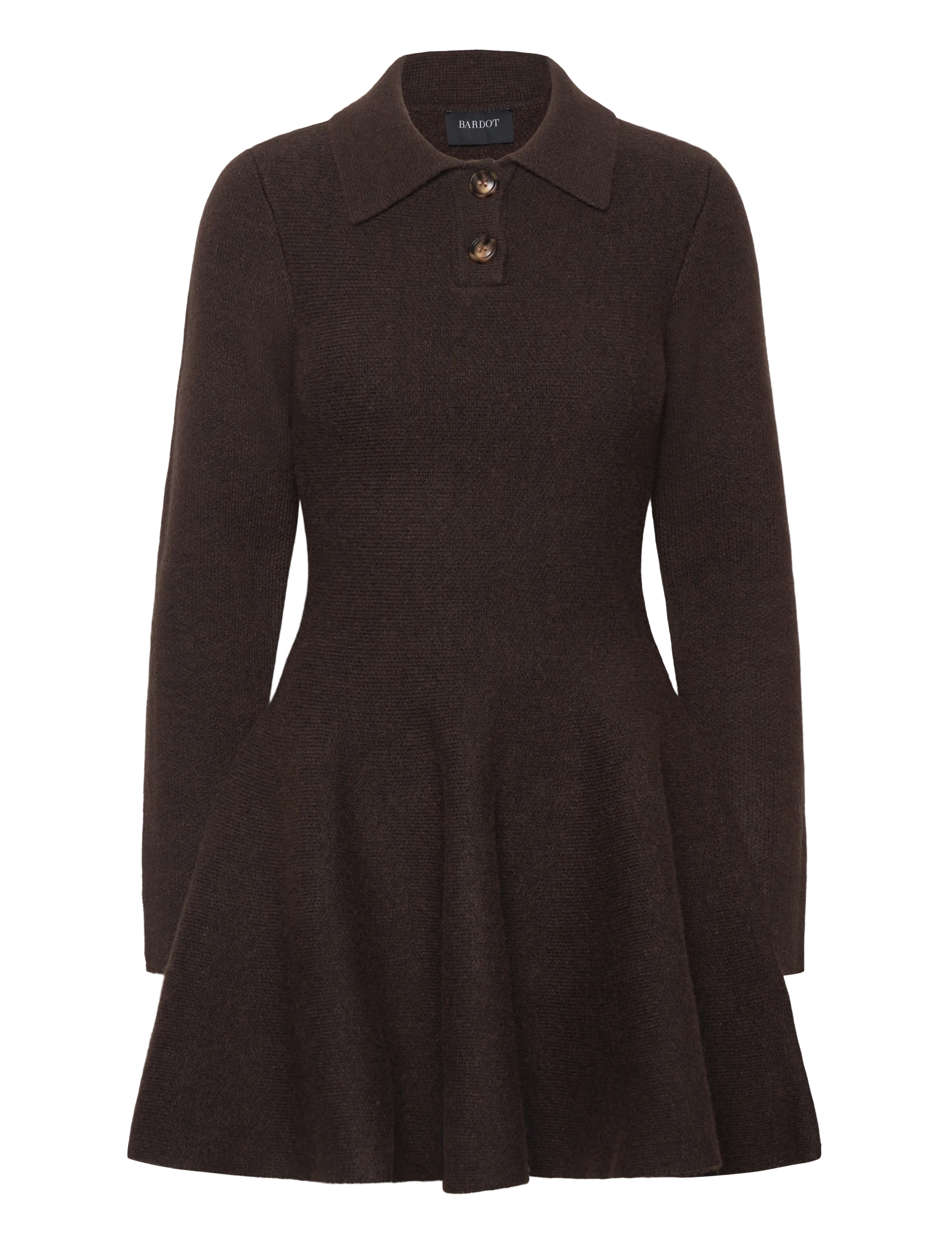 LEXTER LONG SLEEVE KNIT DRESS - CHOCOLATE