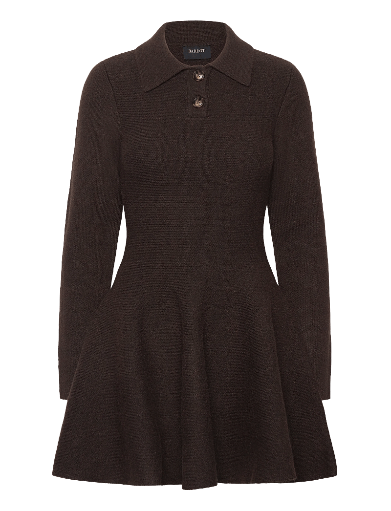 Bardot - LEXTER LONG SLEEVE KNIT DRESS - knitted dresses - chocolate - 1