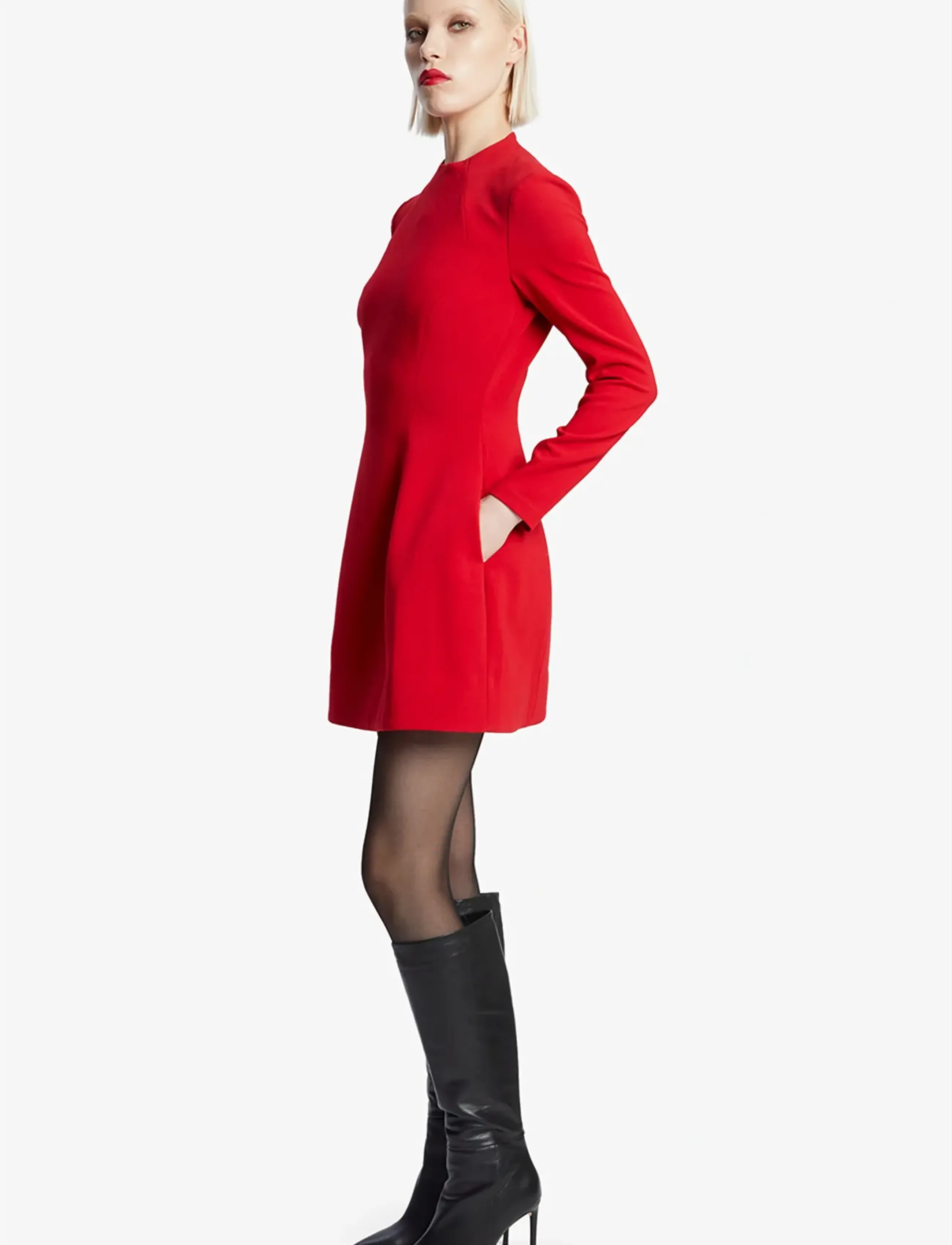 Bardot - DELPHI LONG SLEEVE MINI DRESS - burgundy - 4