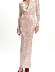 bardot lorel long-sleeve cowl-neck sequin midi dress Bardot Lorel Lurex Midi Dress Deep Plum