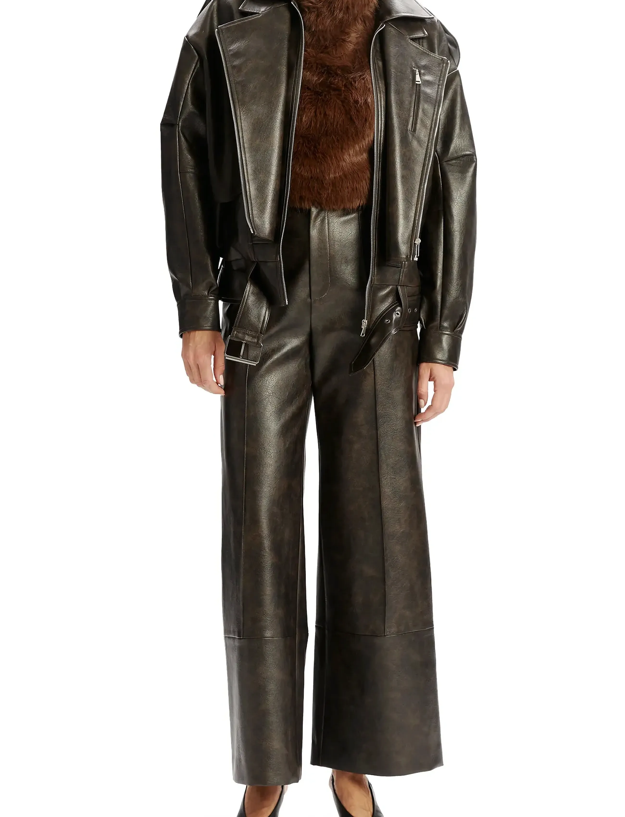 Bardot Kavi Vegan Leather Jacket, M, Jackets, Braun - Leather, Frauen