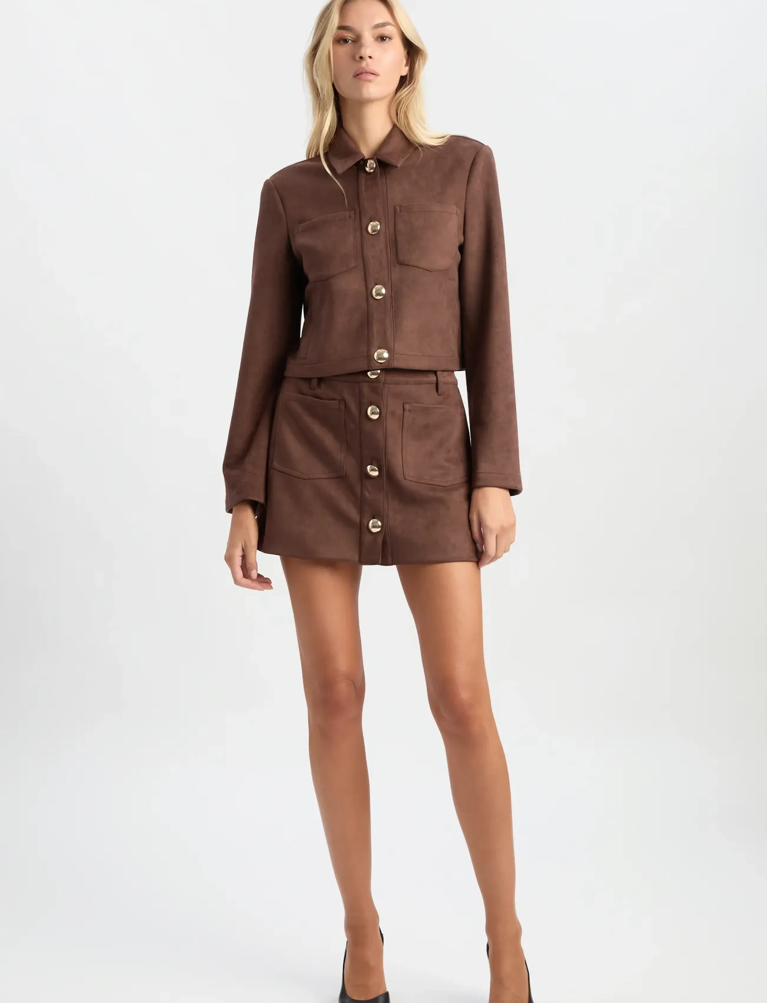 Bardot - LORENZO VEGAN SUEDE SKIRT - korte nederdele - chocolate - 3