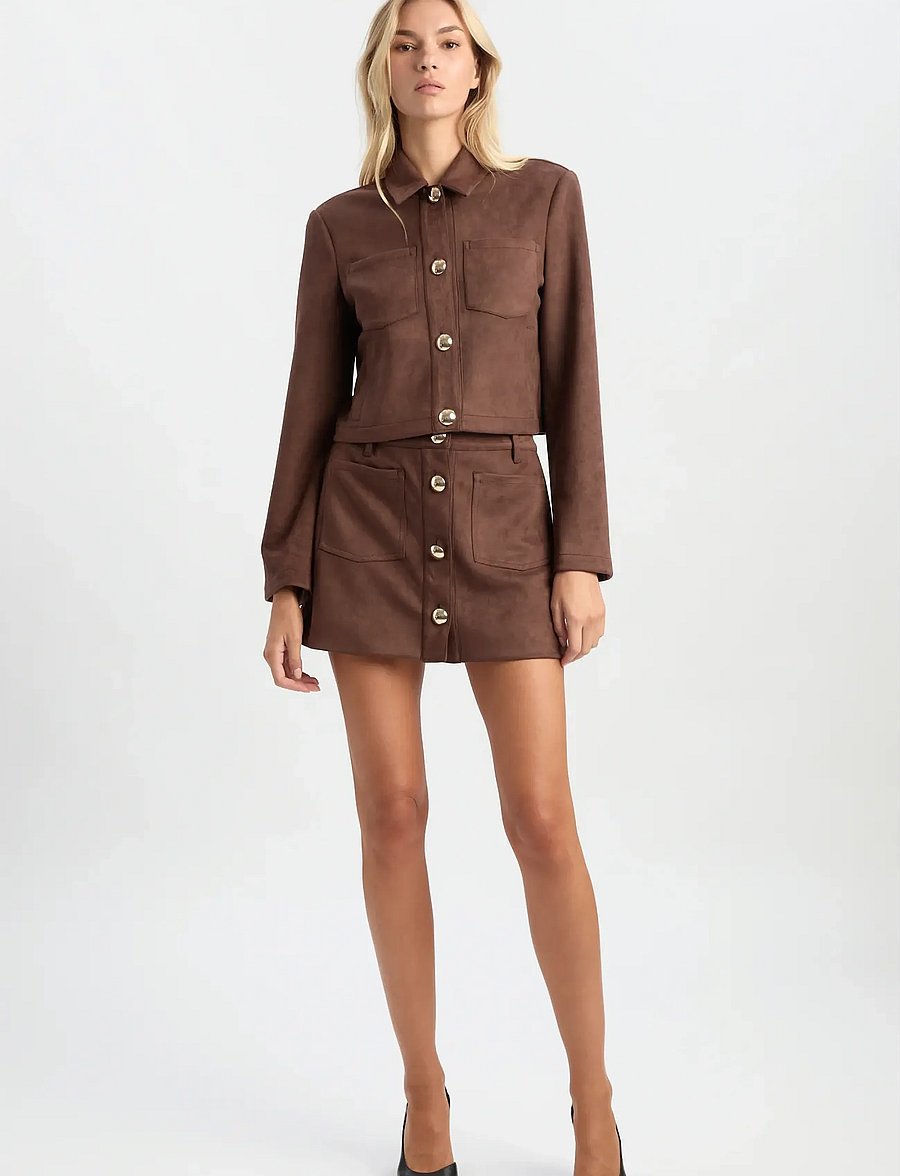 Bardot - LORENZO VEGAN SUEDE SKIRT - short skirts - chocolate - 3