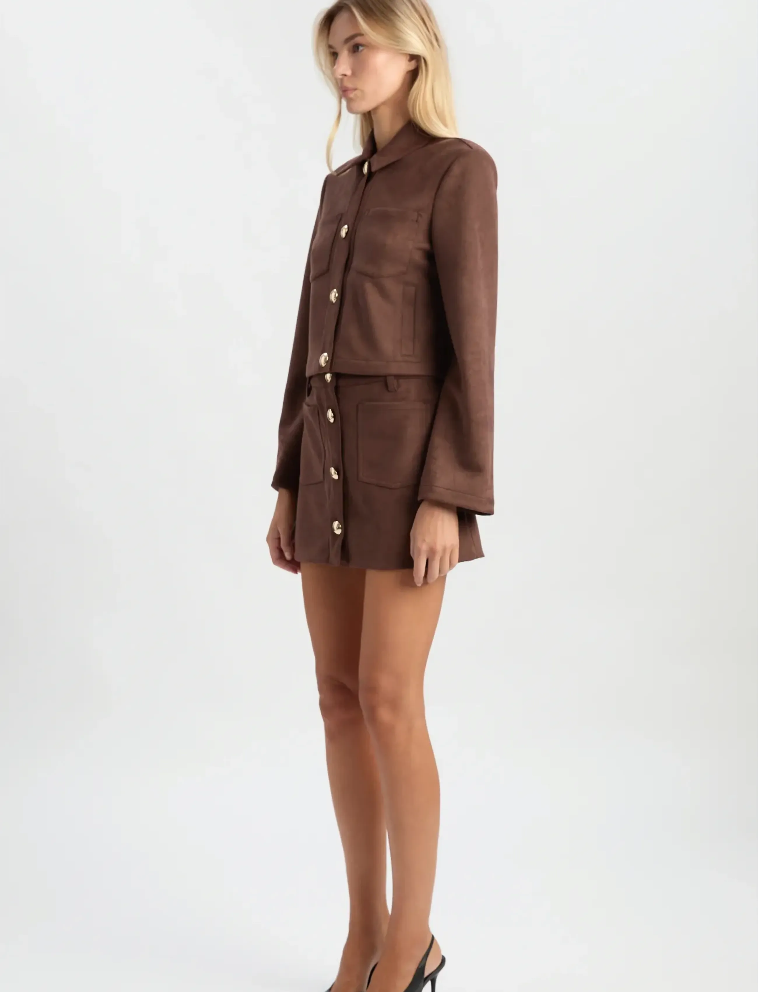 Bardot - LORENZO VEGAN SUEDE SKIRT - short skirts - chocolate - 5
