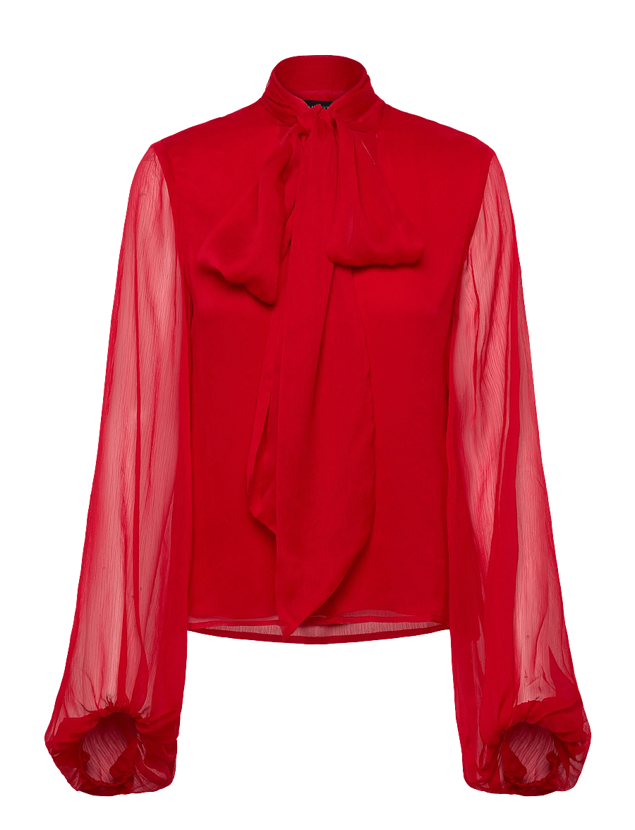 Bardot - SOLACE TIE FRONT BLOUSE - langärmelige blusen - deep red - 1