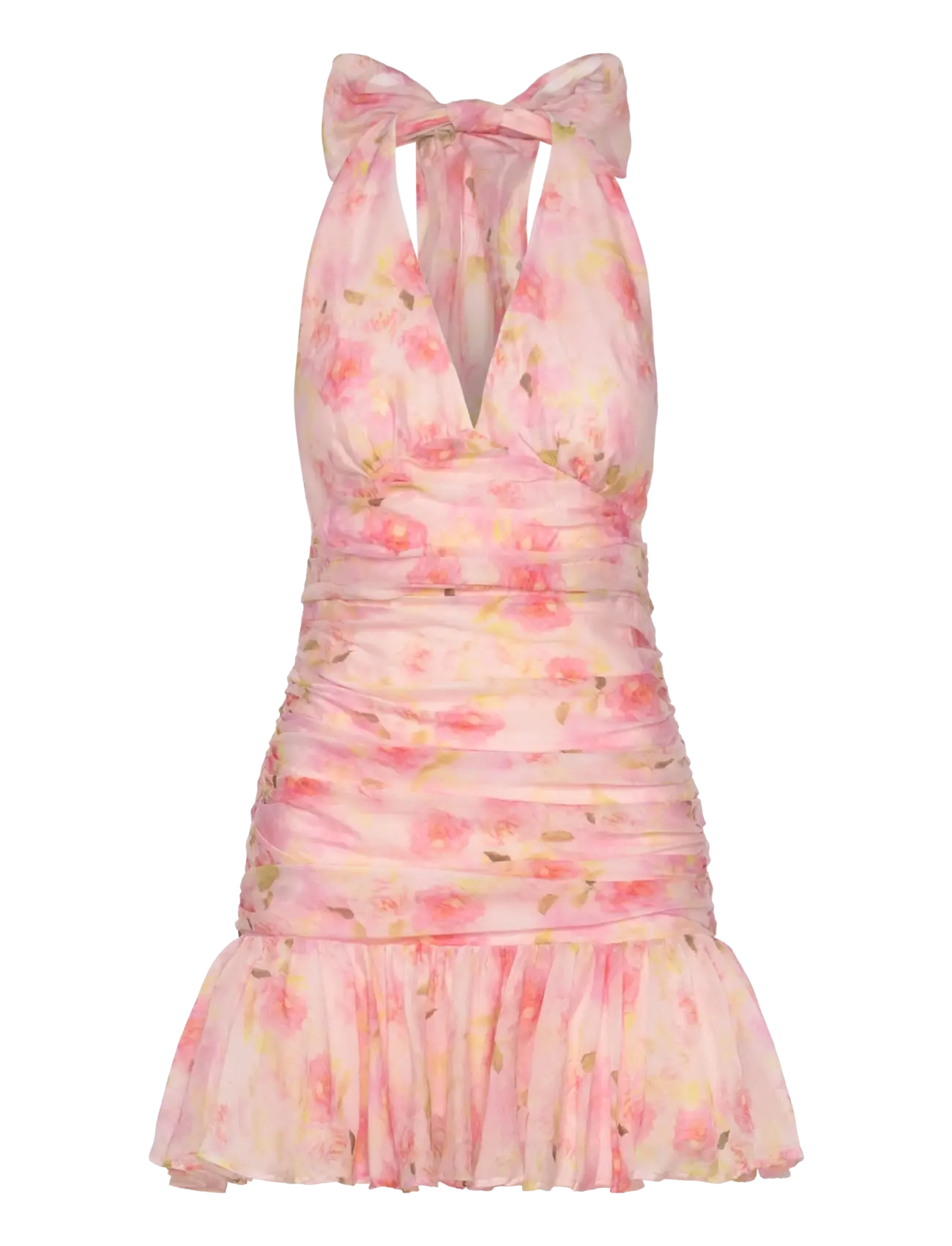 MAVE HALTER NECK MINI DRESS - PINK FLORAL