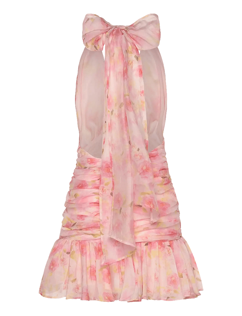 Bardot - MAVE HALTER NECK MINI DRESS - festklänningar - pink floral - 2