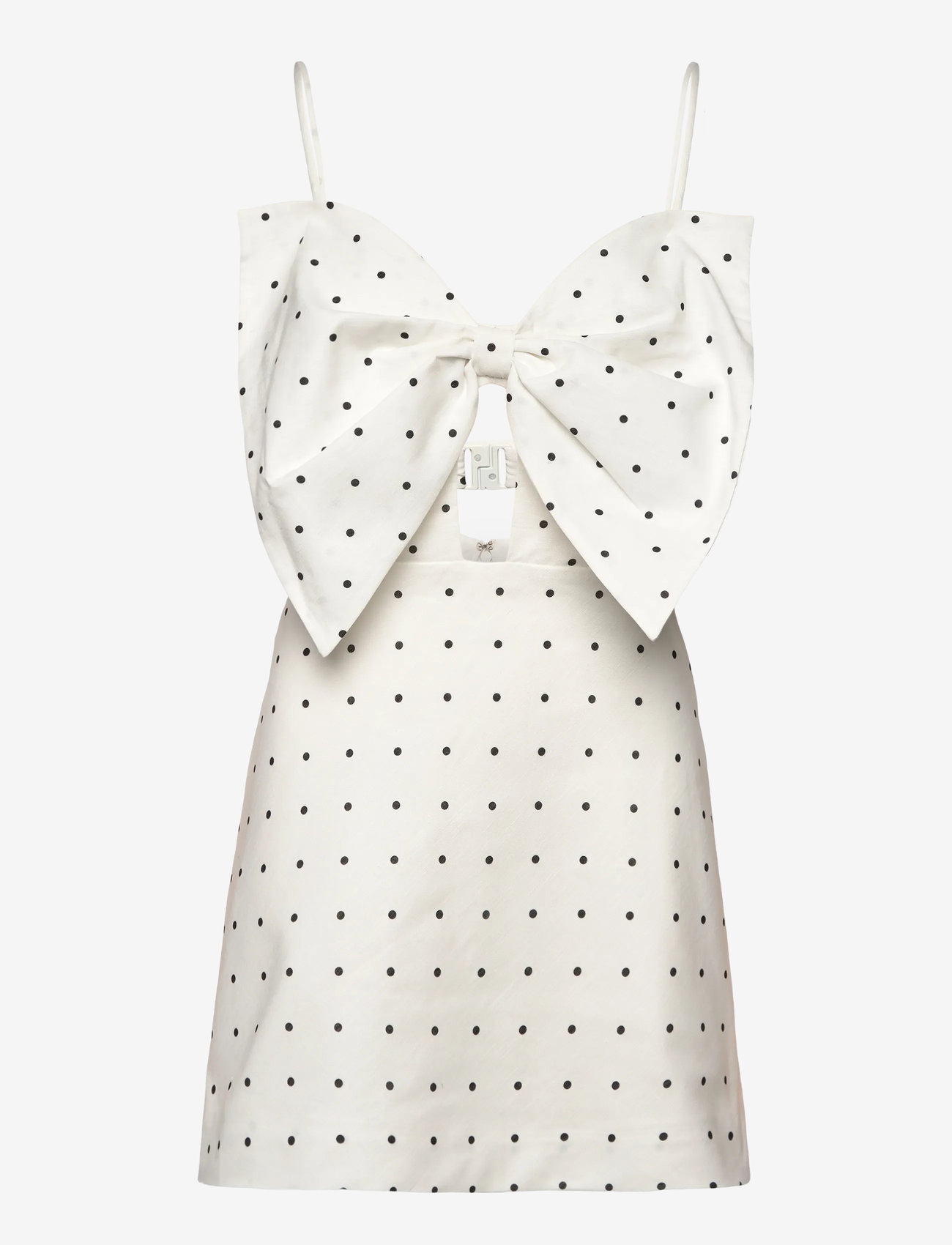Bardot - VIEDA LINEN BOW MINI DRESS - konfirmation - white black spot - 1