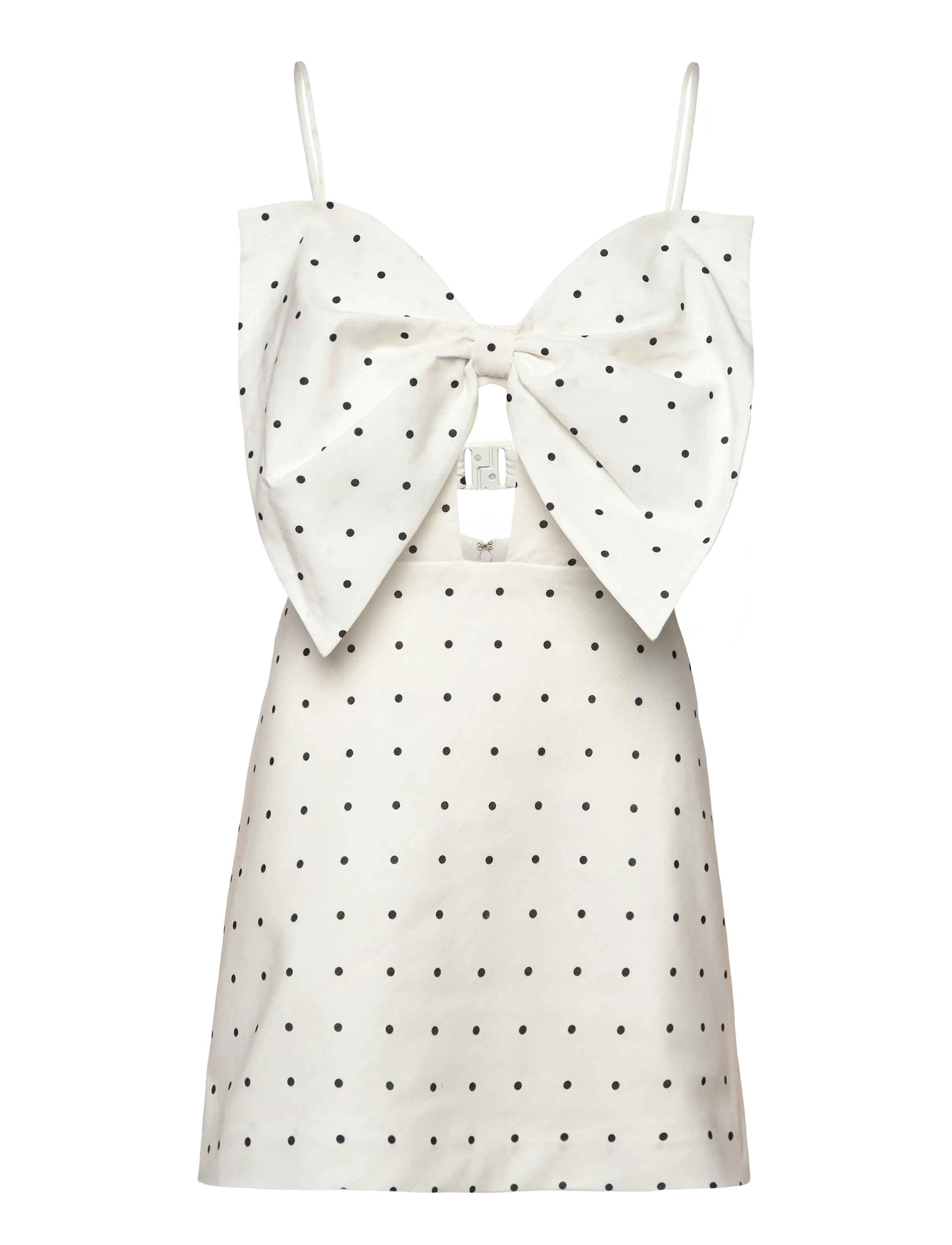Bardot VIEDA LINEN BOW MINI DRESS - Dresses - WHITE BLACK SPOT / white