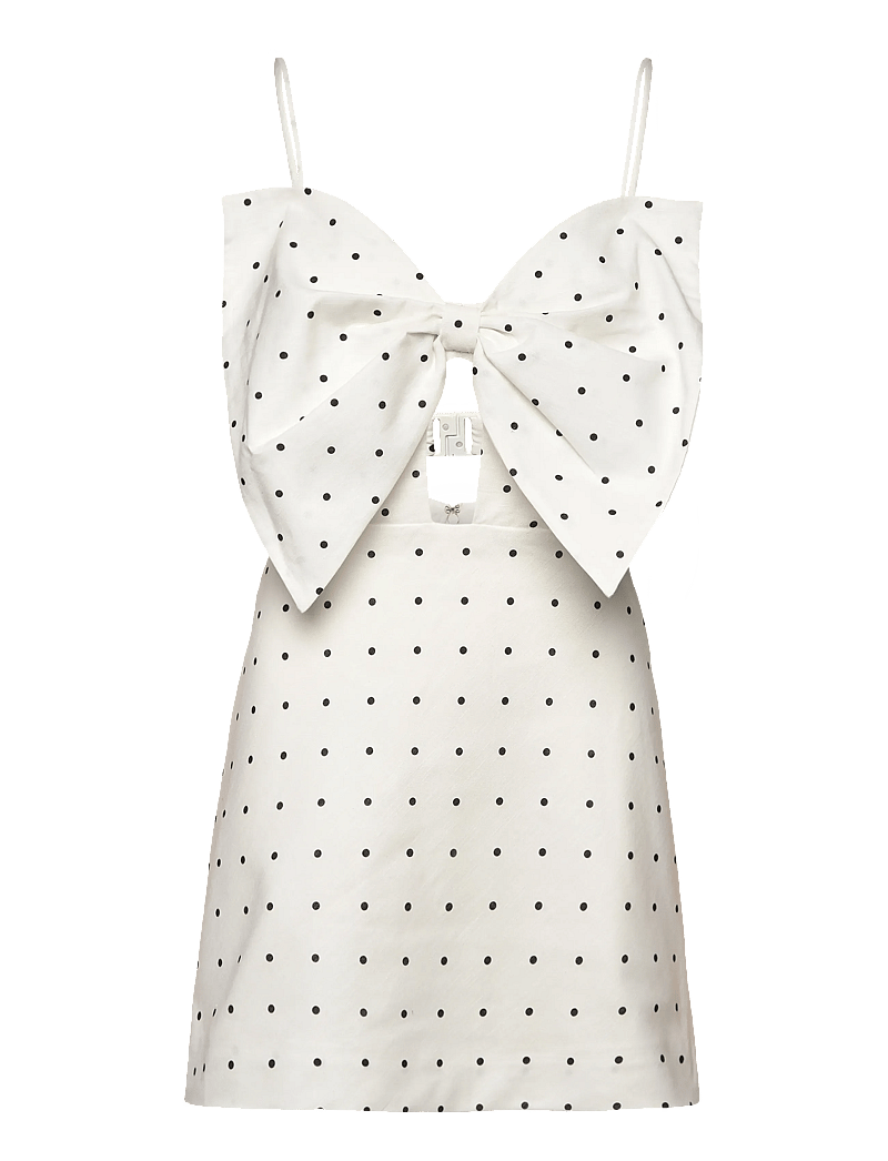 Bardot - VIEDA LINEN BOW MINI DRESS - konfirmation - white black spot - 1