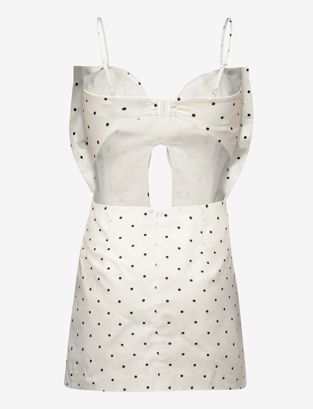 Bardot - VIEDA LINEN BOW MINI DRESS - konfirmation - white black spot - 2