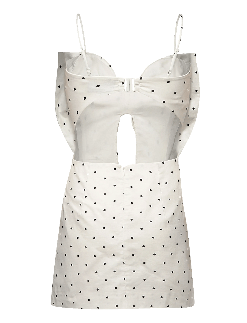 Bardot - VIEDA LINEN BOW MINI DRESS - konfirmation - white black spot - 2