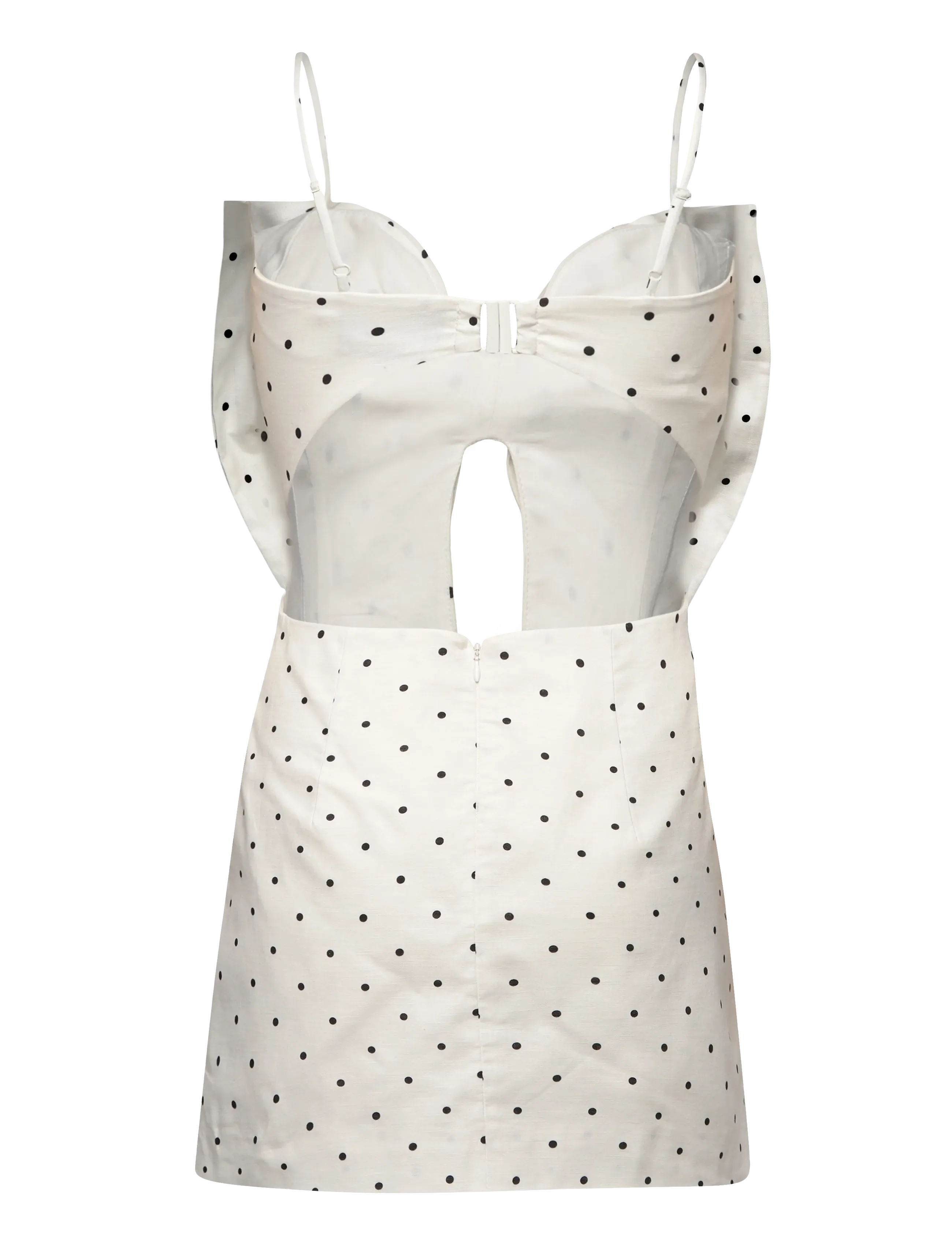 Bardot - VIEDA LINEN BOW MINI DRESS - white black spot - 2